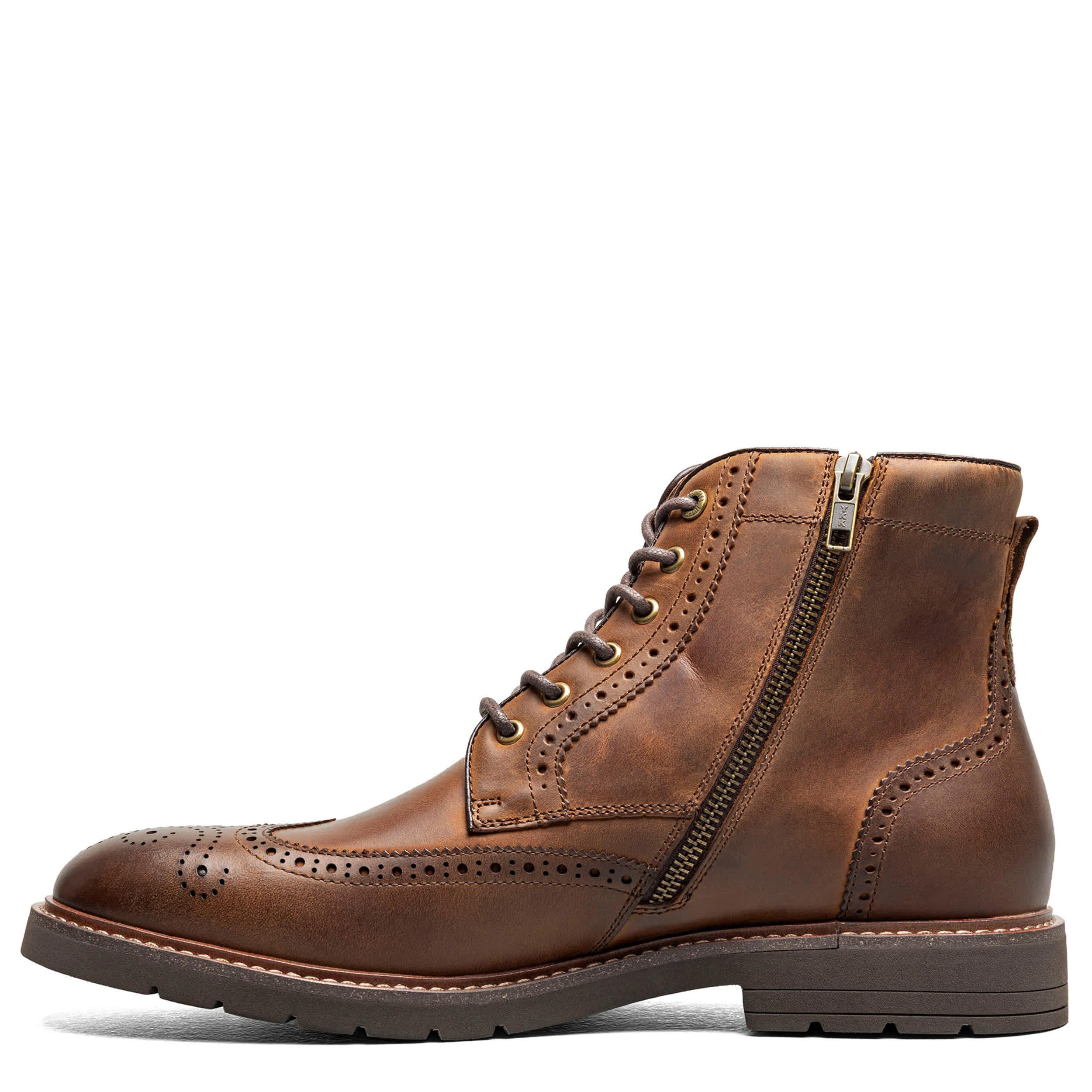 FLORSHEIM-MENS REDFORD WINGTIP LACE-UP BOOT-BROWN & 