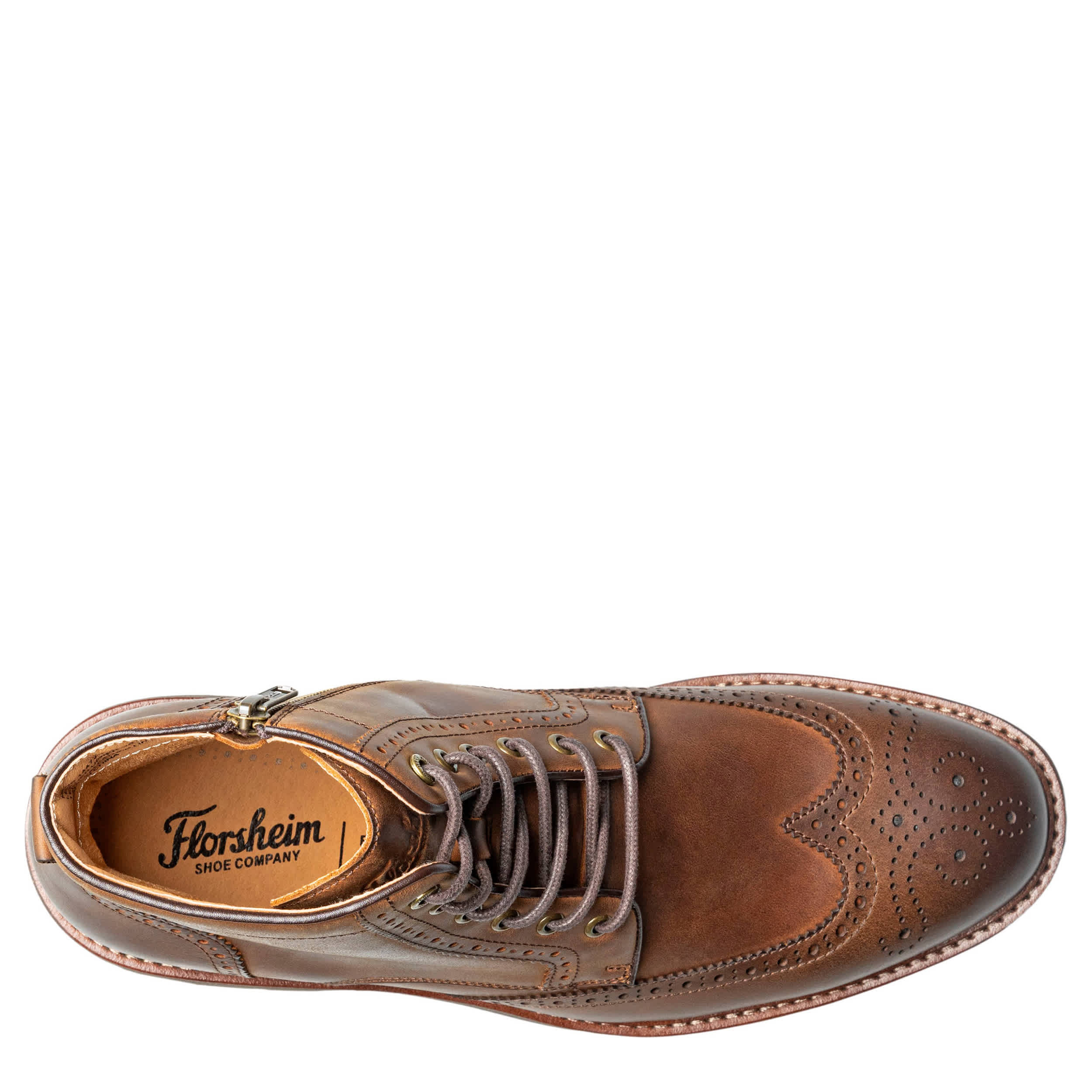FLORSHEIM-MENS REDFORD WINGTIP LACE-UP BOOT-BROWN & 