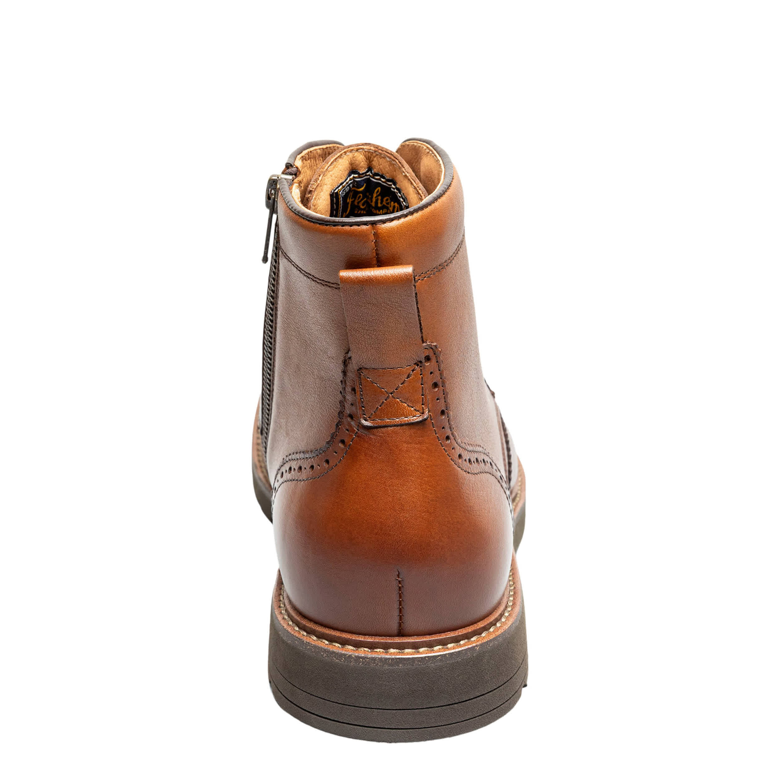 FLORSHEIM-MENS REDFORD WINGTIP LACE-UP BOOT-COGNAC & 