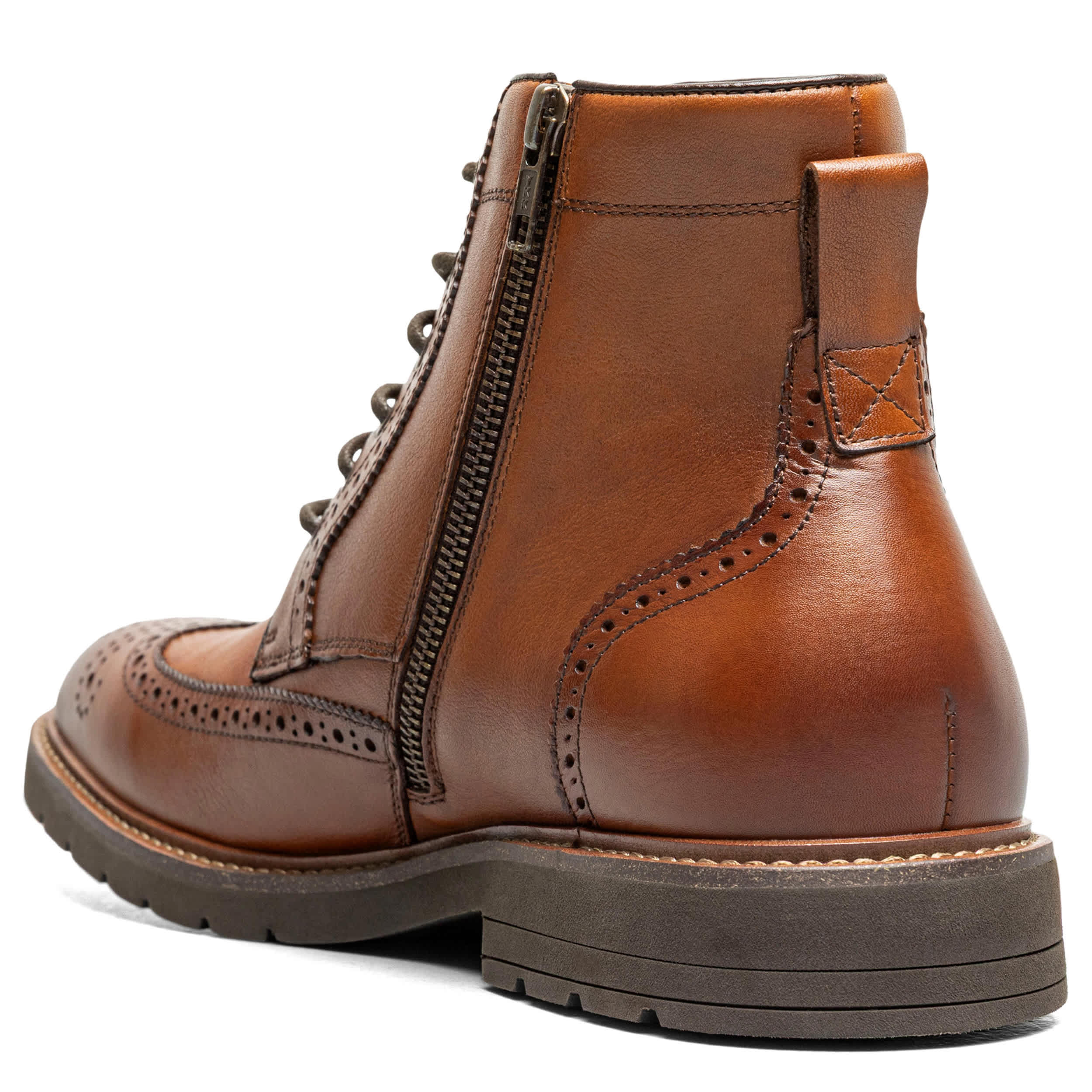 FLORSHEIM-MENS REDFORD WINGTIP LACE-UP BOOT-COGNAC & 