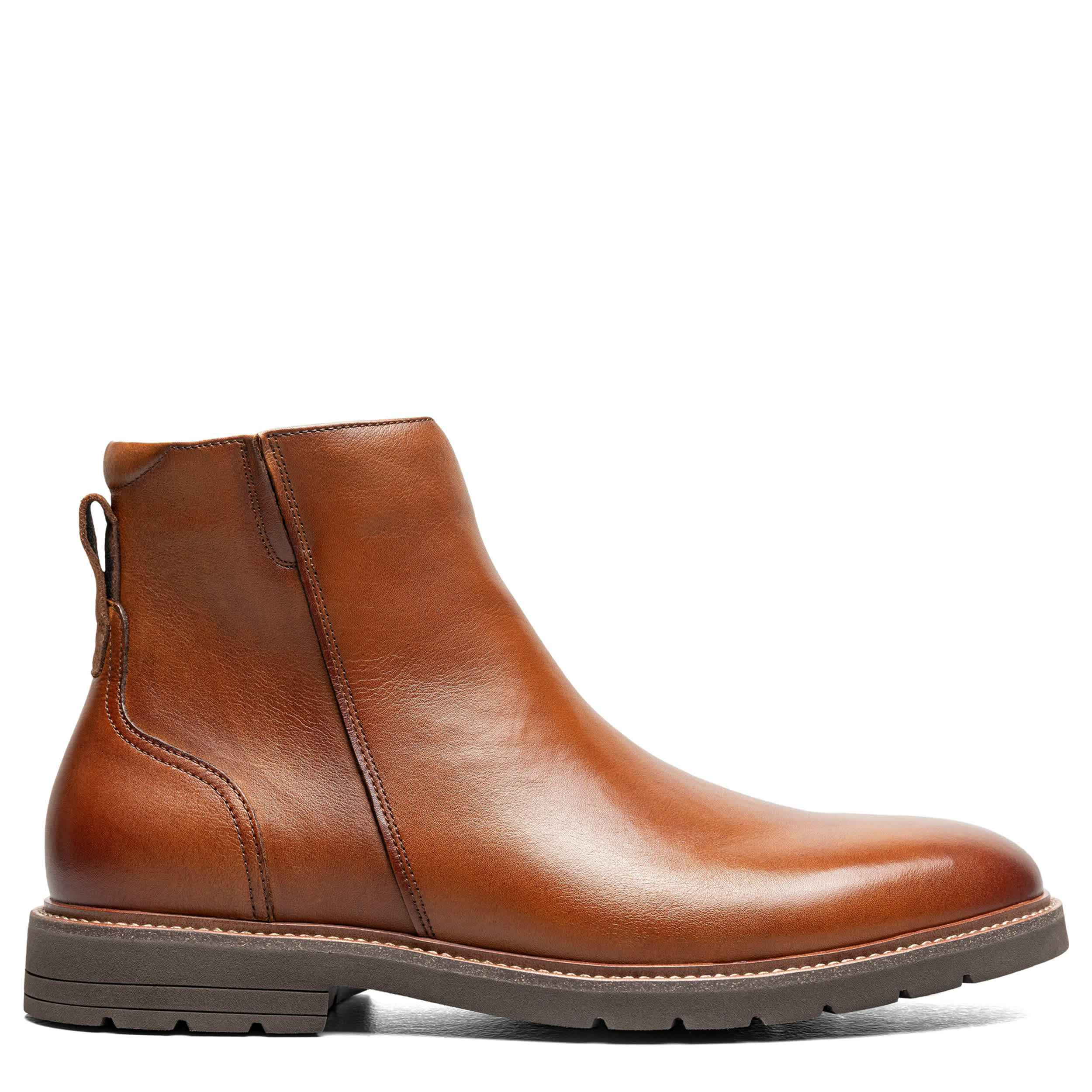 FLORSHEIM-MENS REDFORD SIDE ZIP BOOT-COGNAC & 