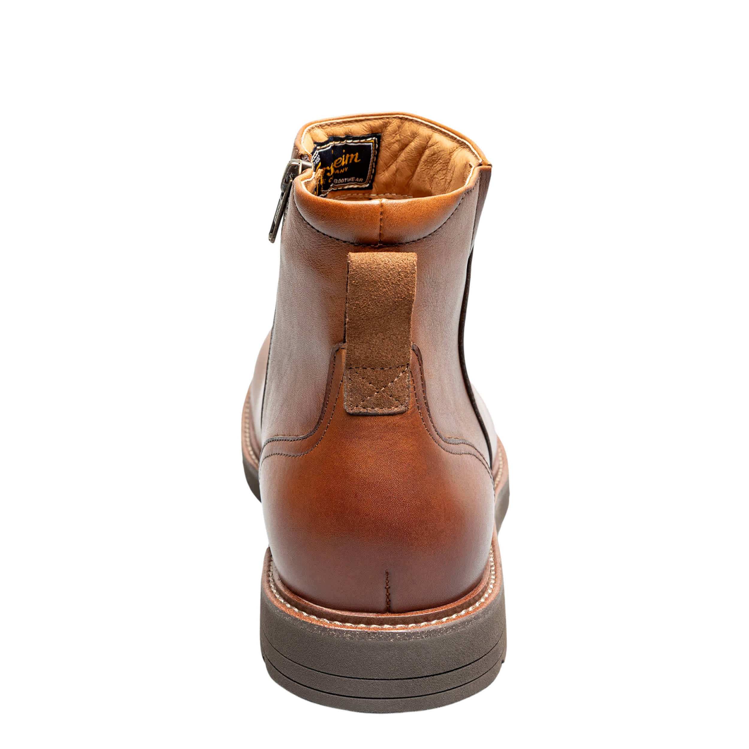 FLORSHEIM-MENS REDFORD SIDE ZIP BOOT-COGNAC & 