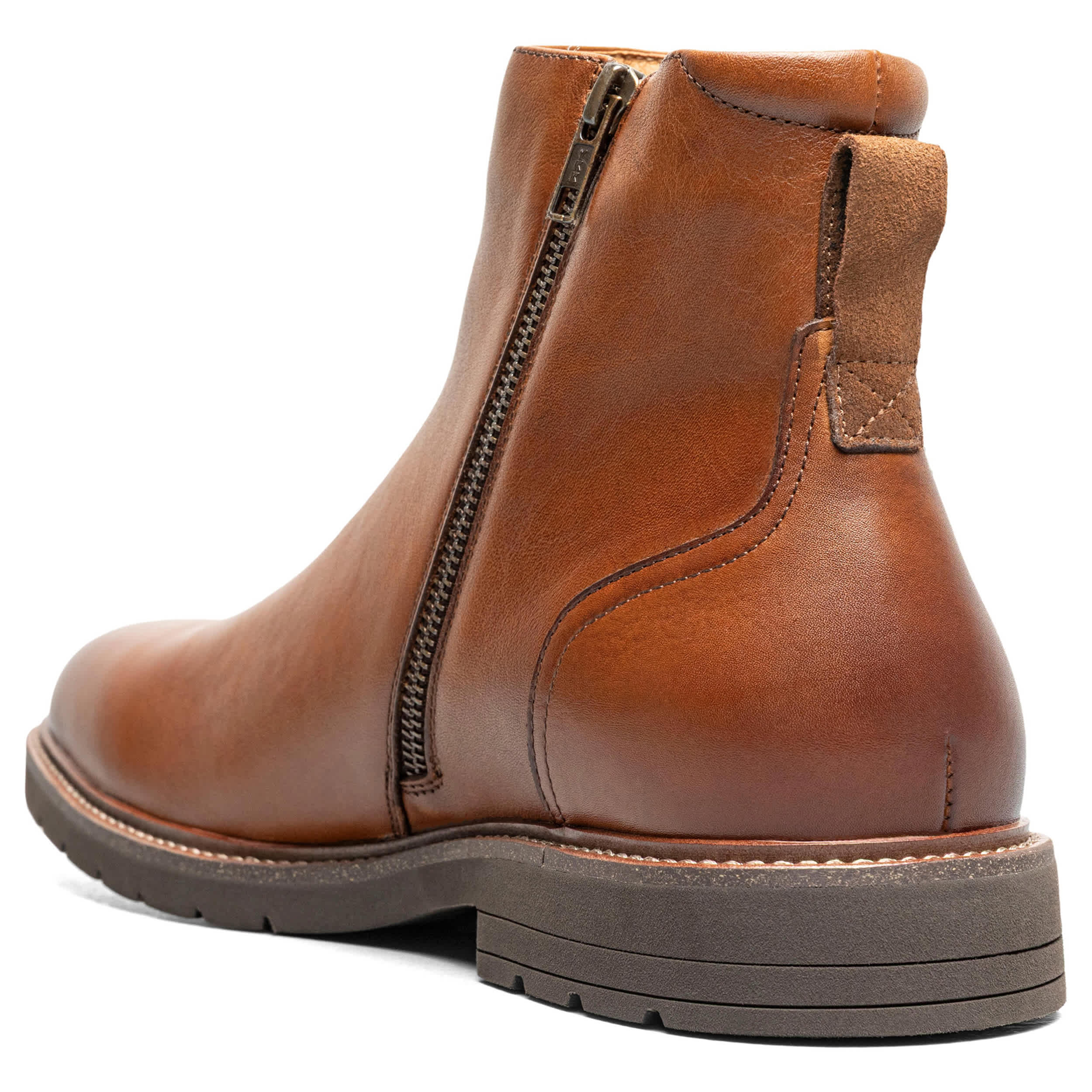 FLORSHEIM-MENS REDFORD SIDE ZIP BOOT-COGNAC & 