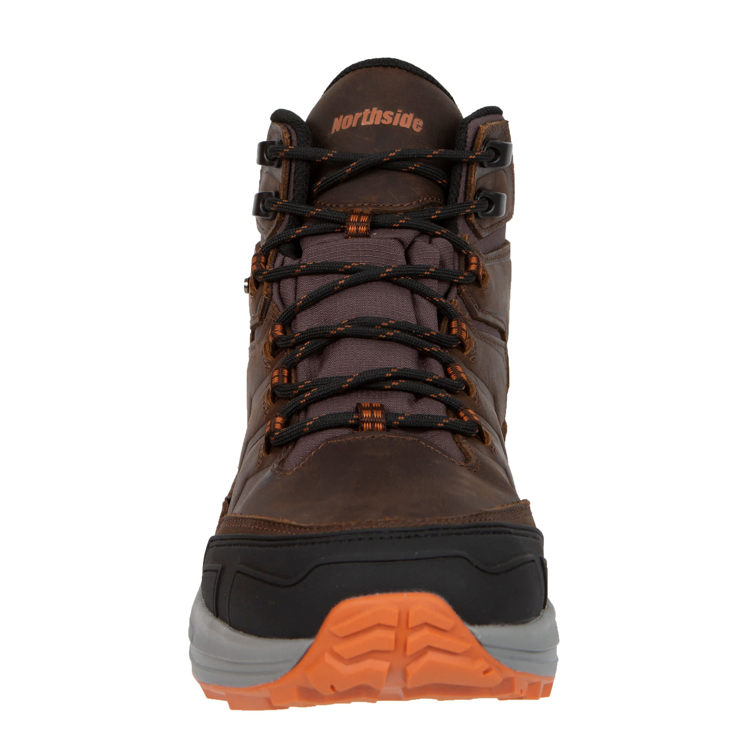 NORTHSIDE-MENS ALPINE RIDGE MID WATERPROOF HIKING BOOT-DARK BROWN & ORANGE