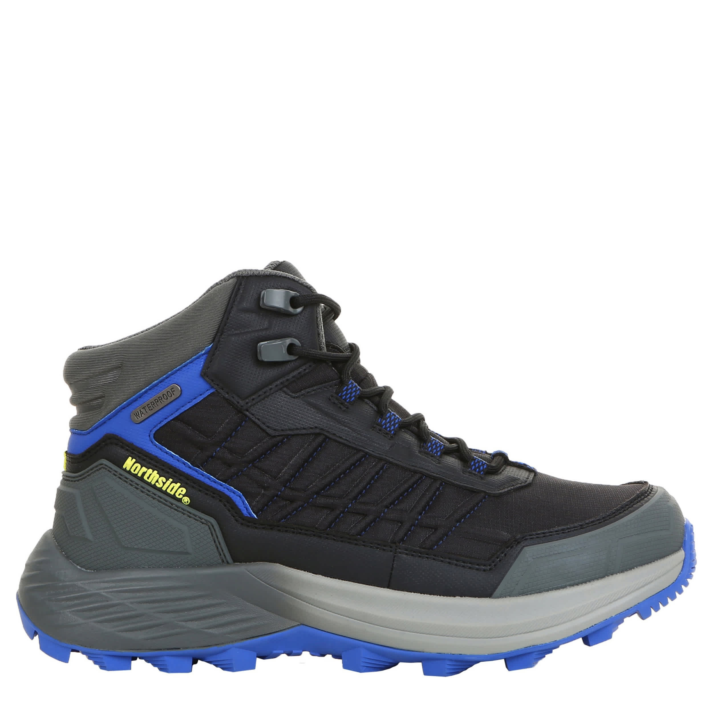 NORTHSIDE-MENS EAGLEWOOD MID WATERPROOF HIKING BOOT-BLACK & BLUE