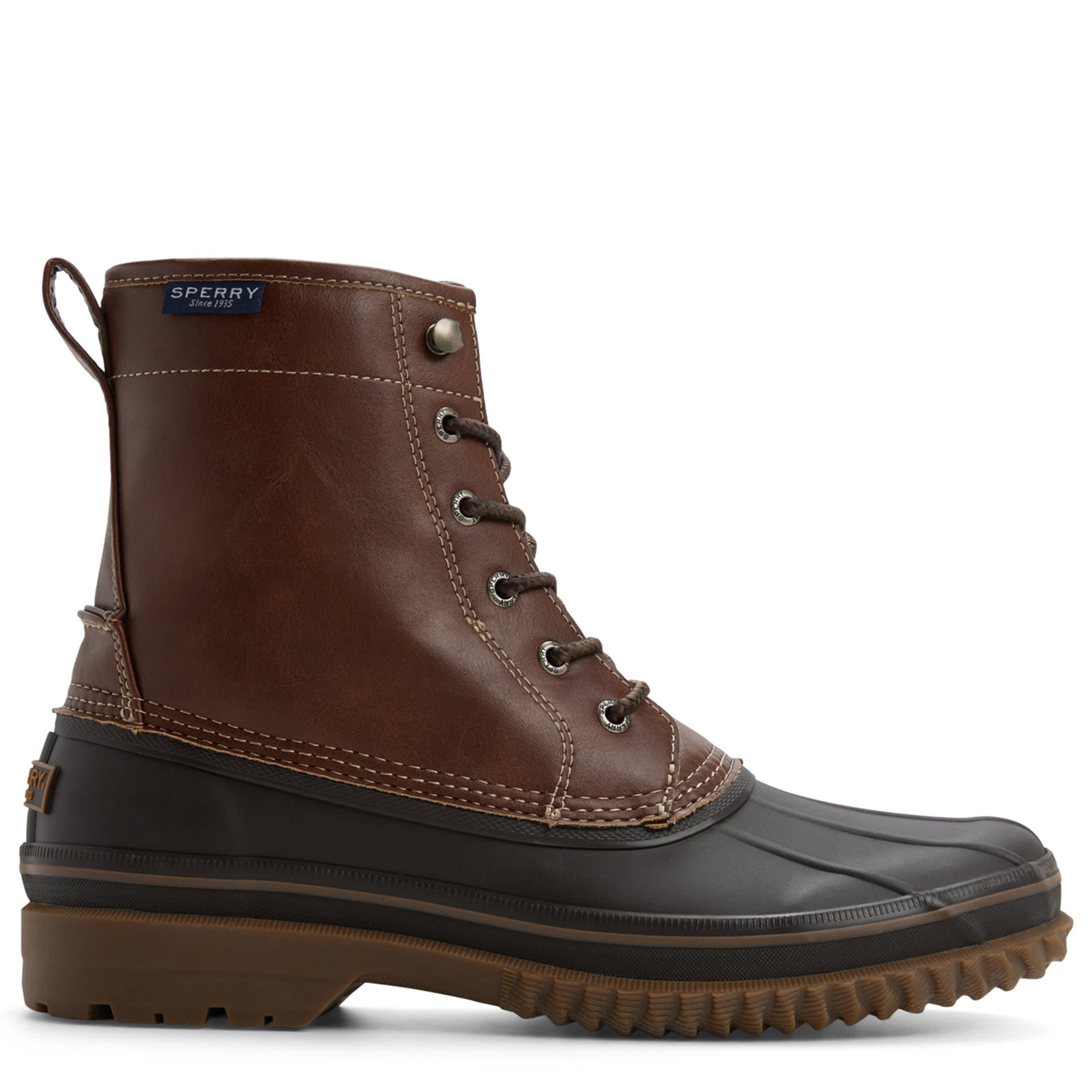 SPERRY-MENS DRAKE DUCK BOOT-BROWN & DARK BROWN