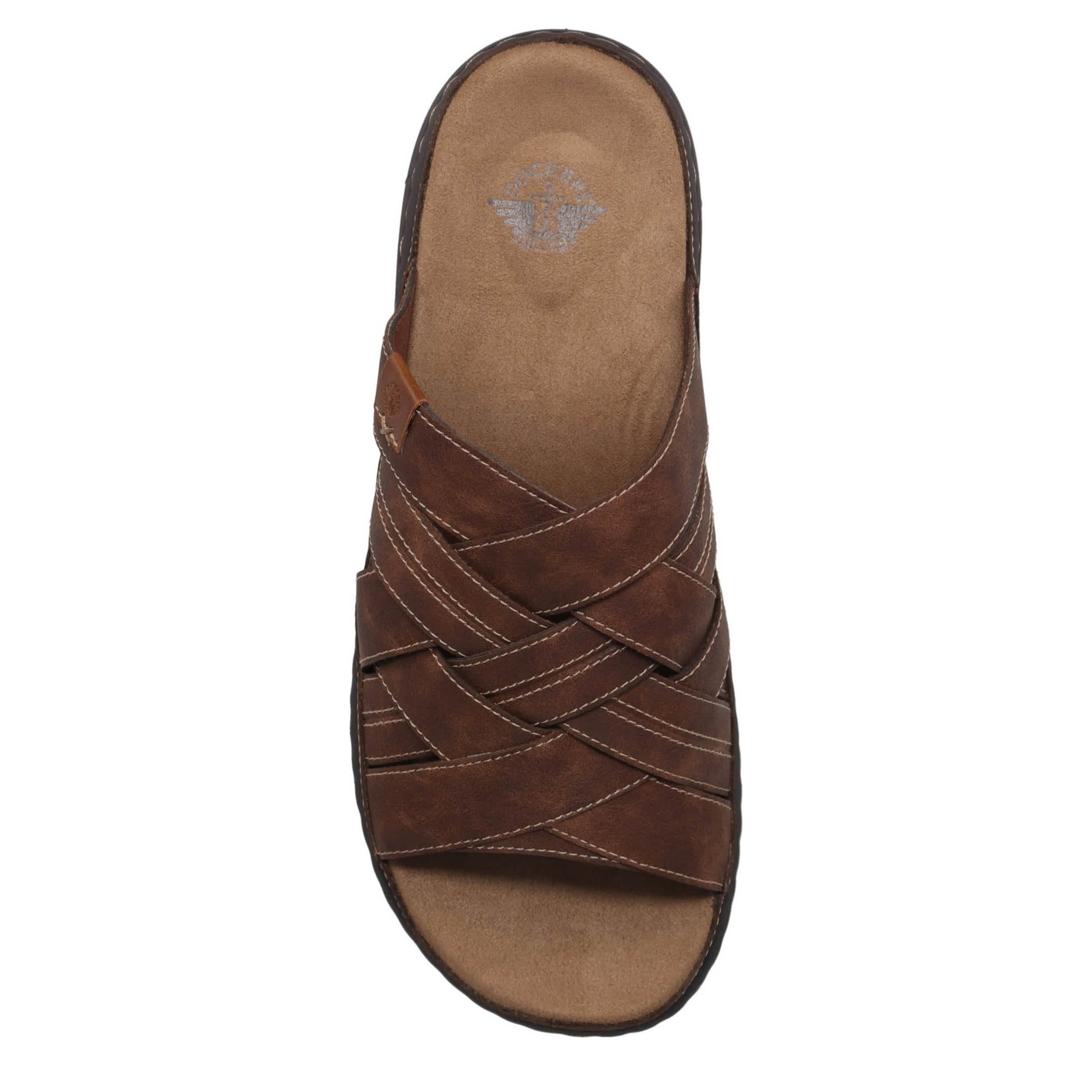 DOCKERS-MENS SEVILLE SLIDE SANDAL-DARK TAN & 