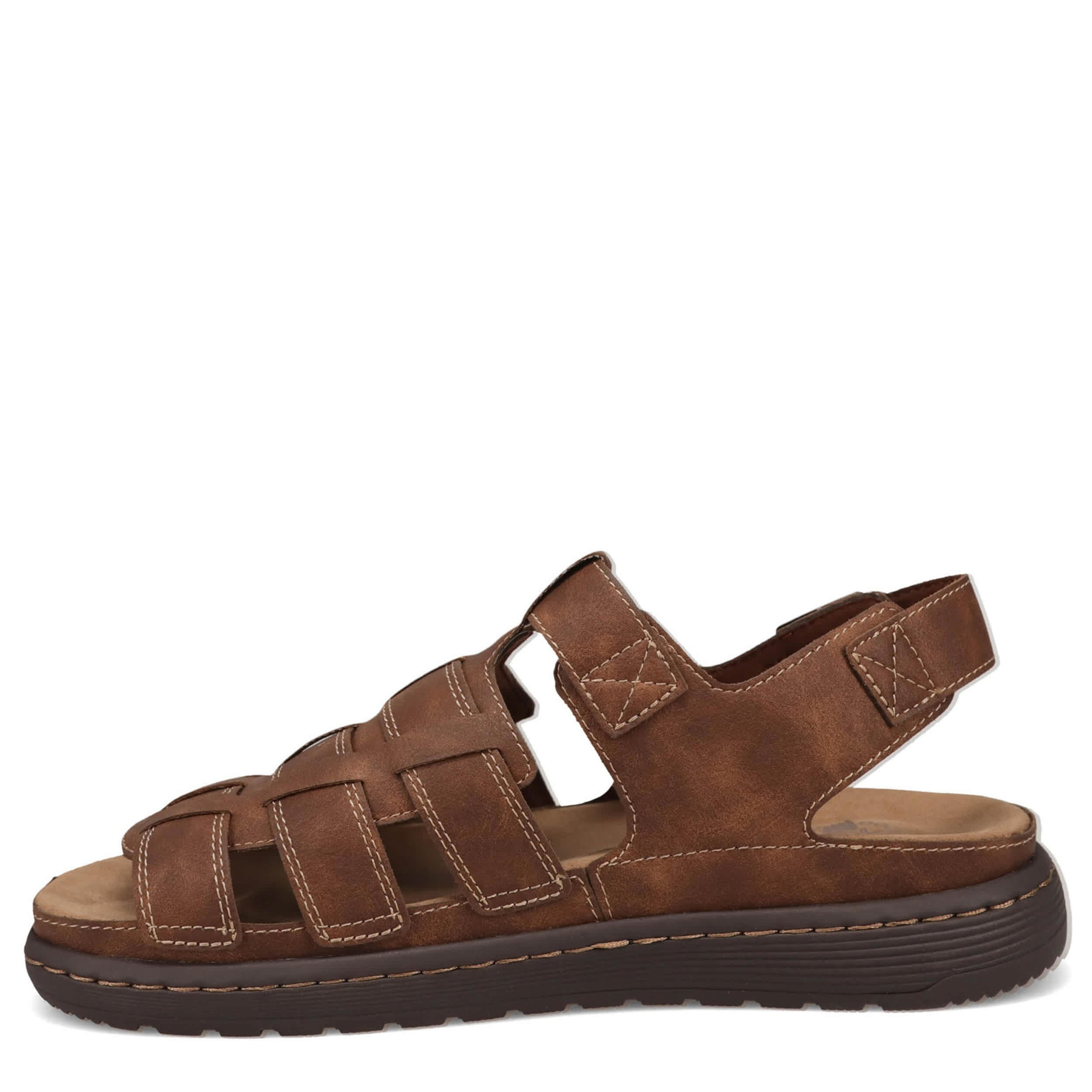 DOCKERS-MENS SORRENTO BUCKLED OUTDOOR SANDAL-DARK TAN & 