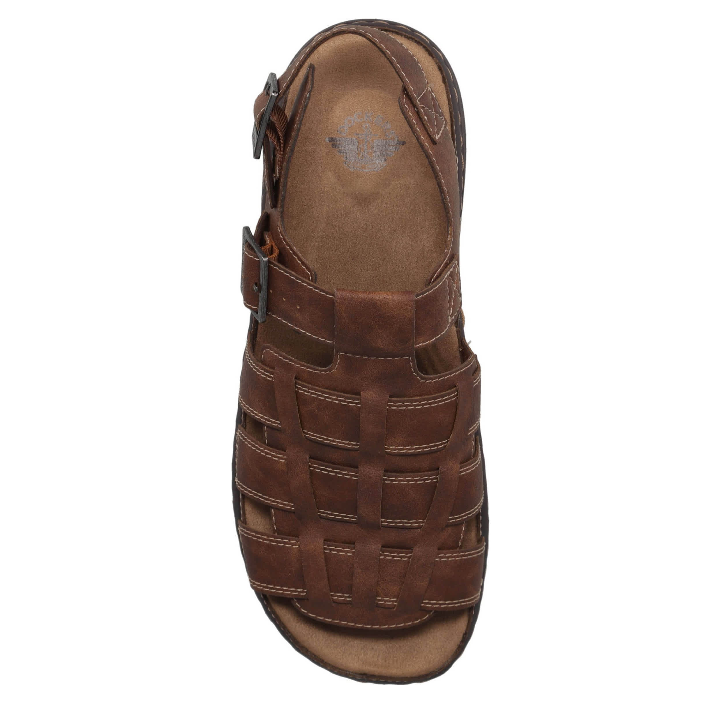 DOCKERS-MENS SORRENTO BUCKLED OUTDOOR SANDAL-DARK TAN & 