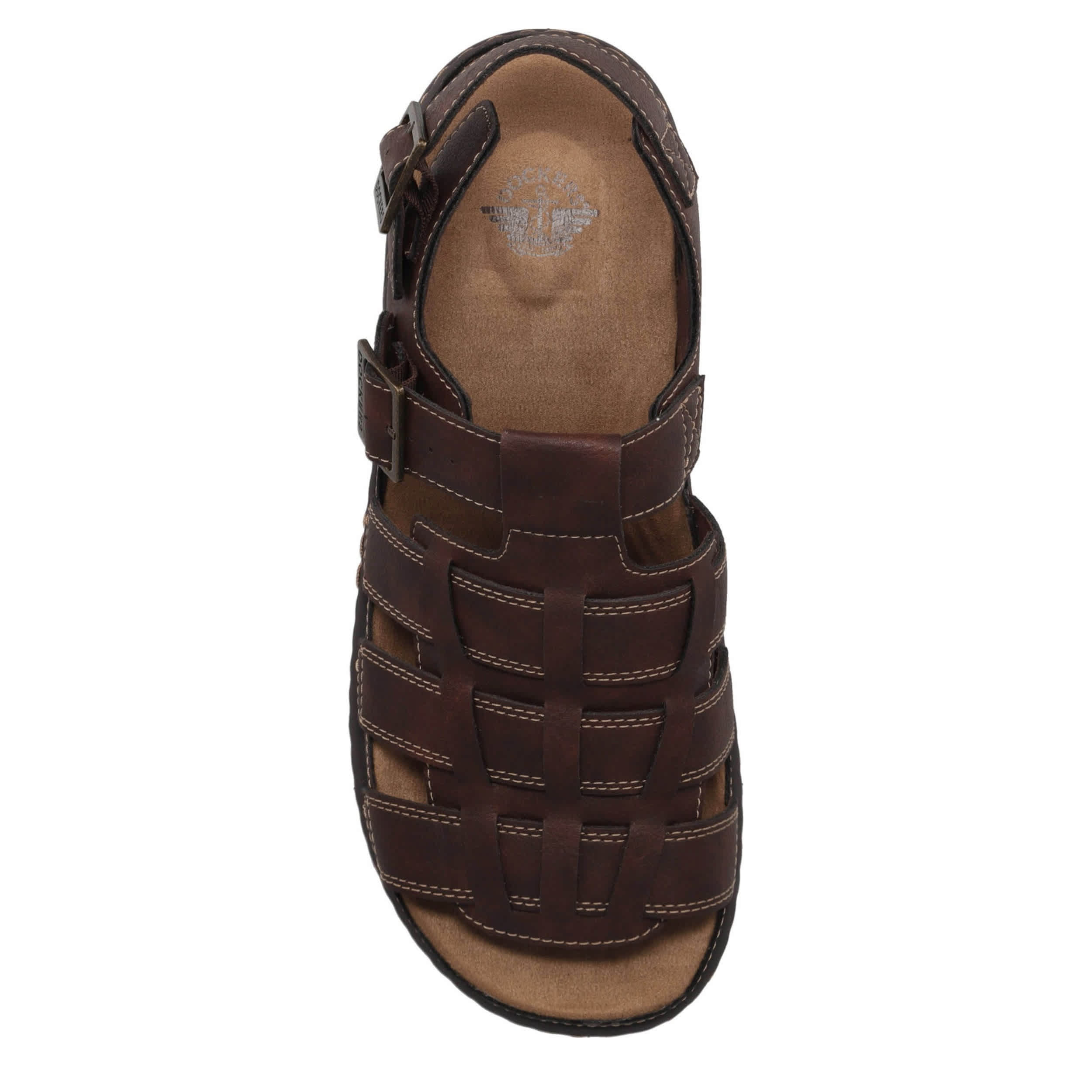 DOCKERS-MENS SORRENTO BUCKLED OUTDOOR SANDAL-DARK BROWN & 