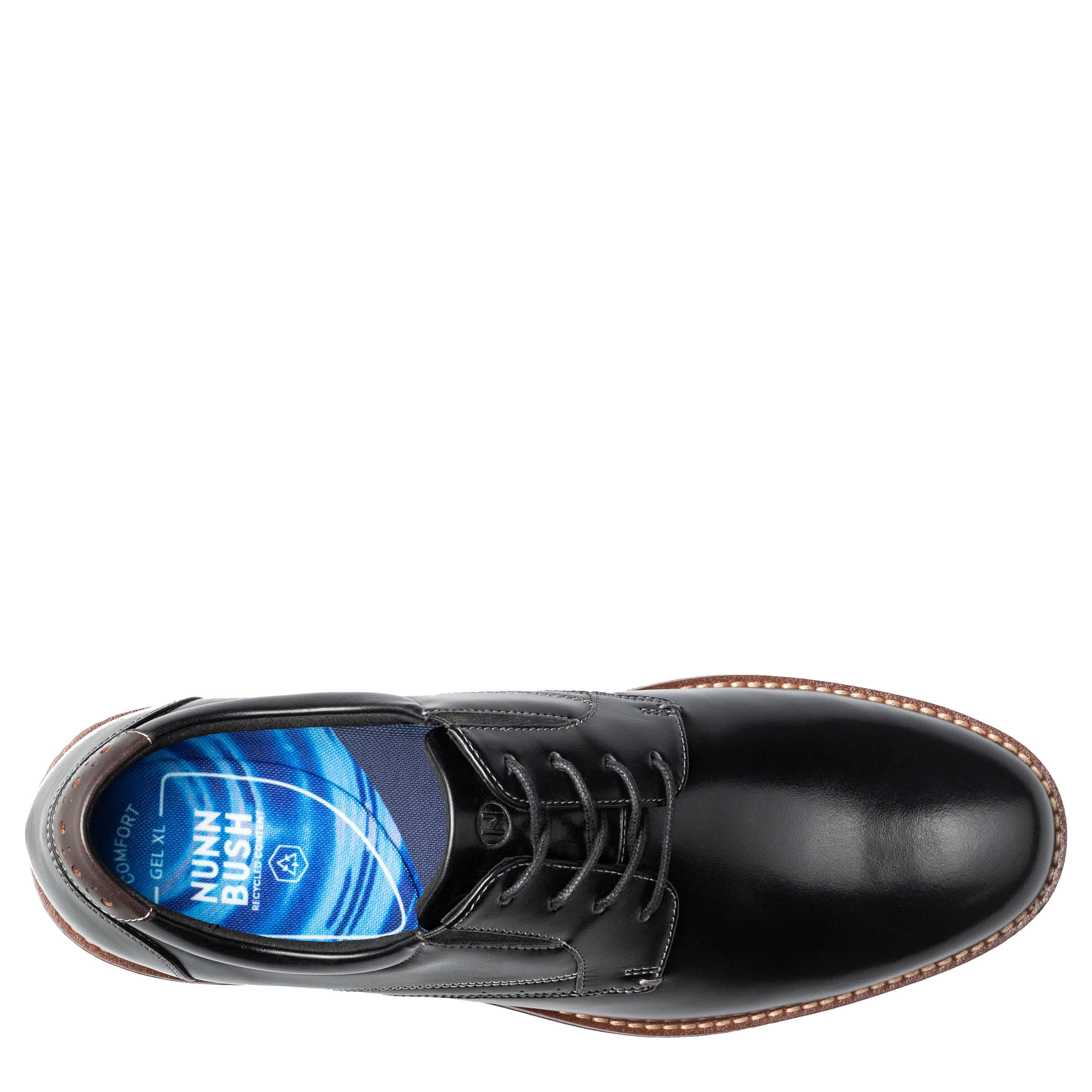 NUNN BUSH-MENS FITZ FLEX PLAIN TOE OXFORD-BLACK & 