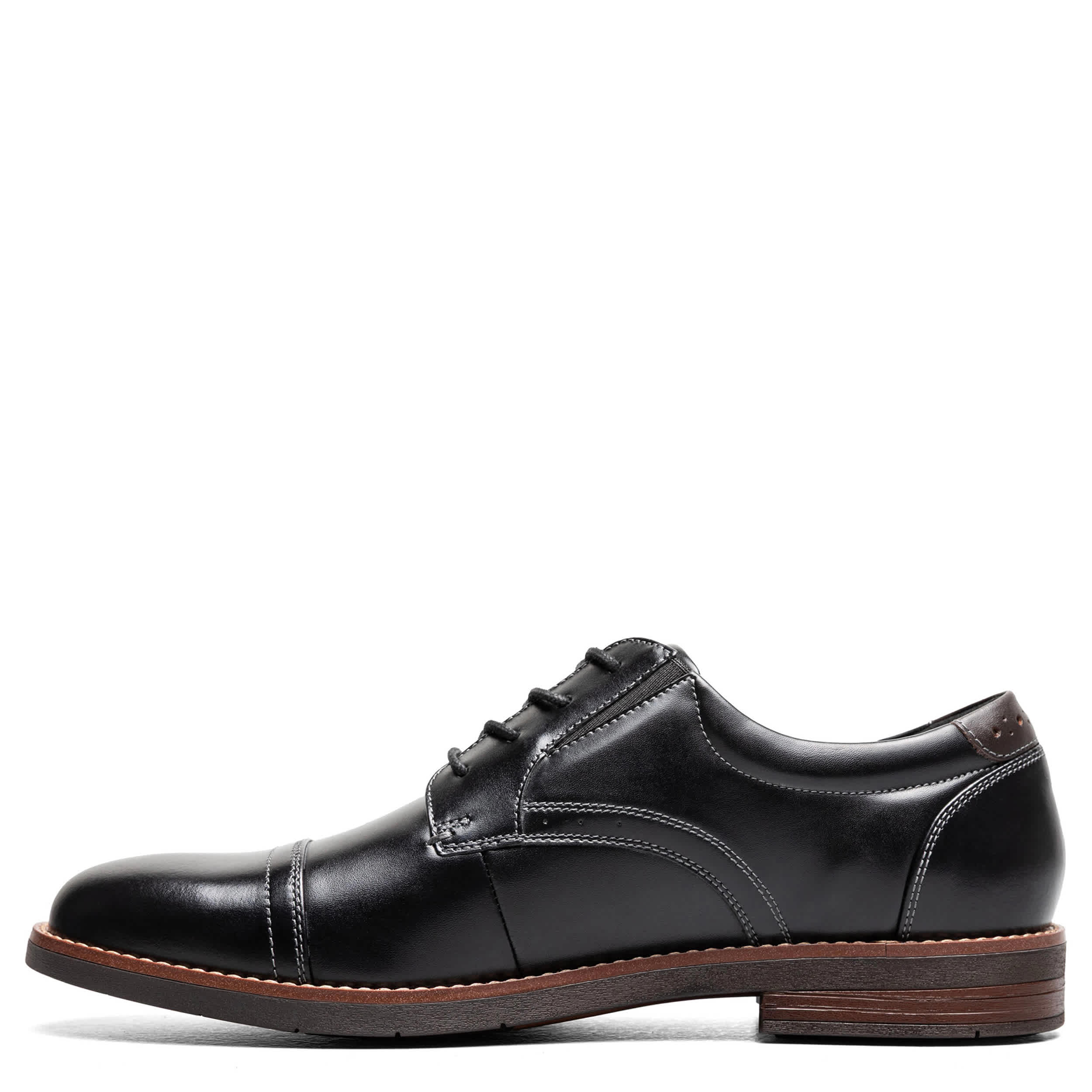 NUNN BUSH-MENS FITZ FLEX PLAIN TOE OXFORD-BLACK & 