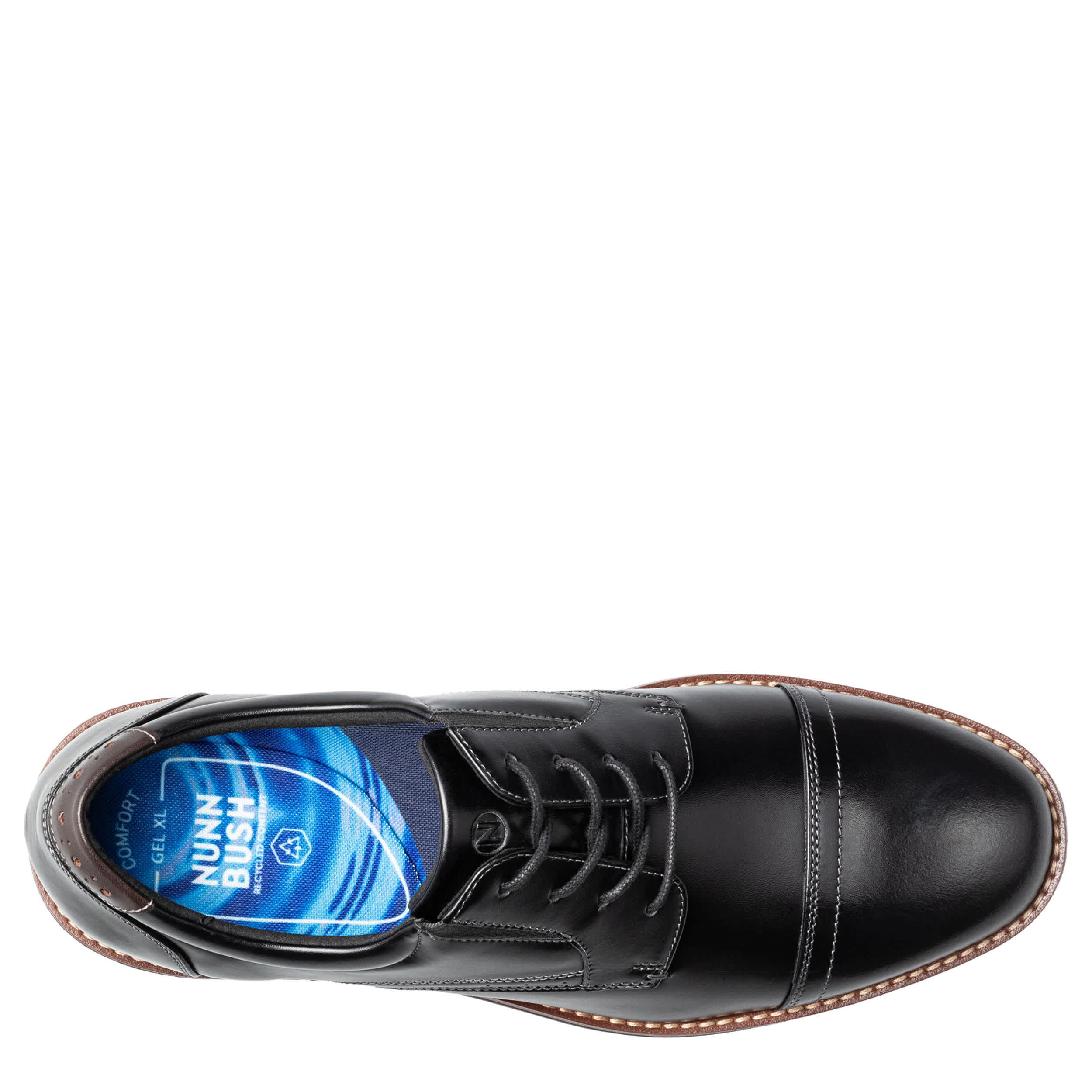 NUNN BUSH-MENS FITZ FLEX PLAIN TOE OXFORD-BLACK & 
