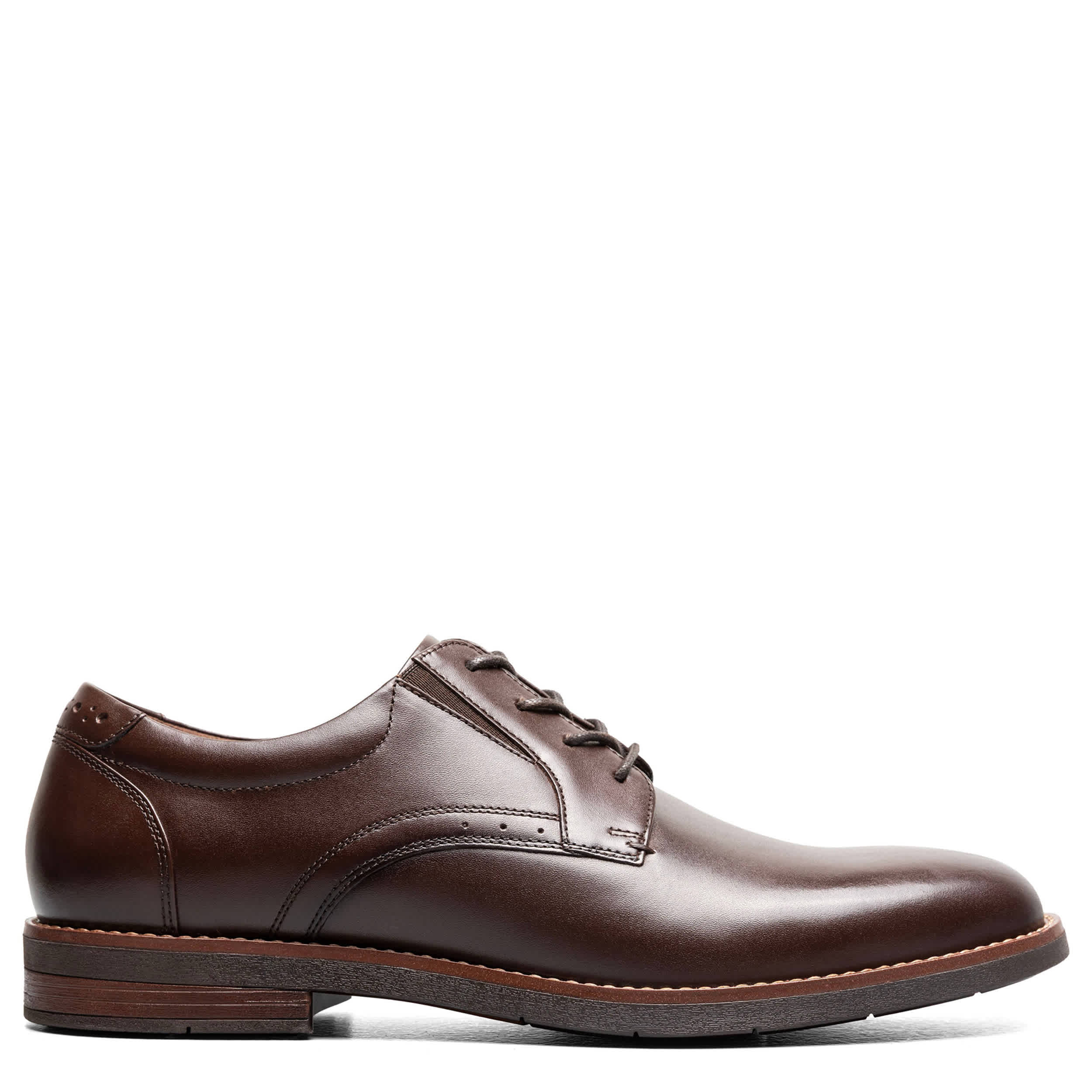 NUNN BUSH-MENS FITZ FLEX PLAIN TOE OXFORD-DARK BROWN & 