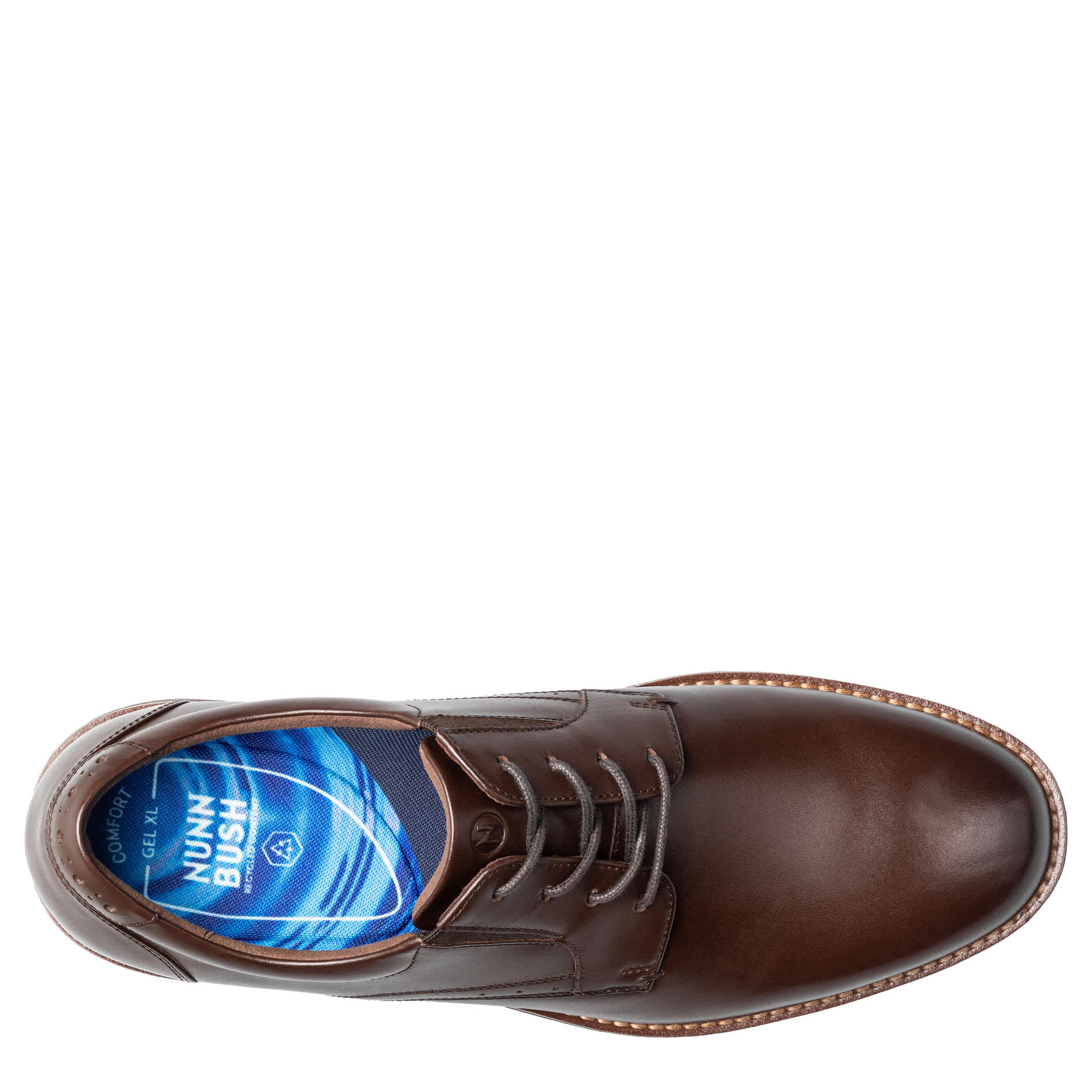 NUNN BUSH-MENS FITZ FLEX PLAIN TOE OXFORD-DARK BROWN & 