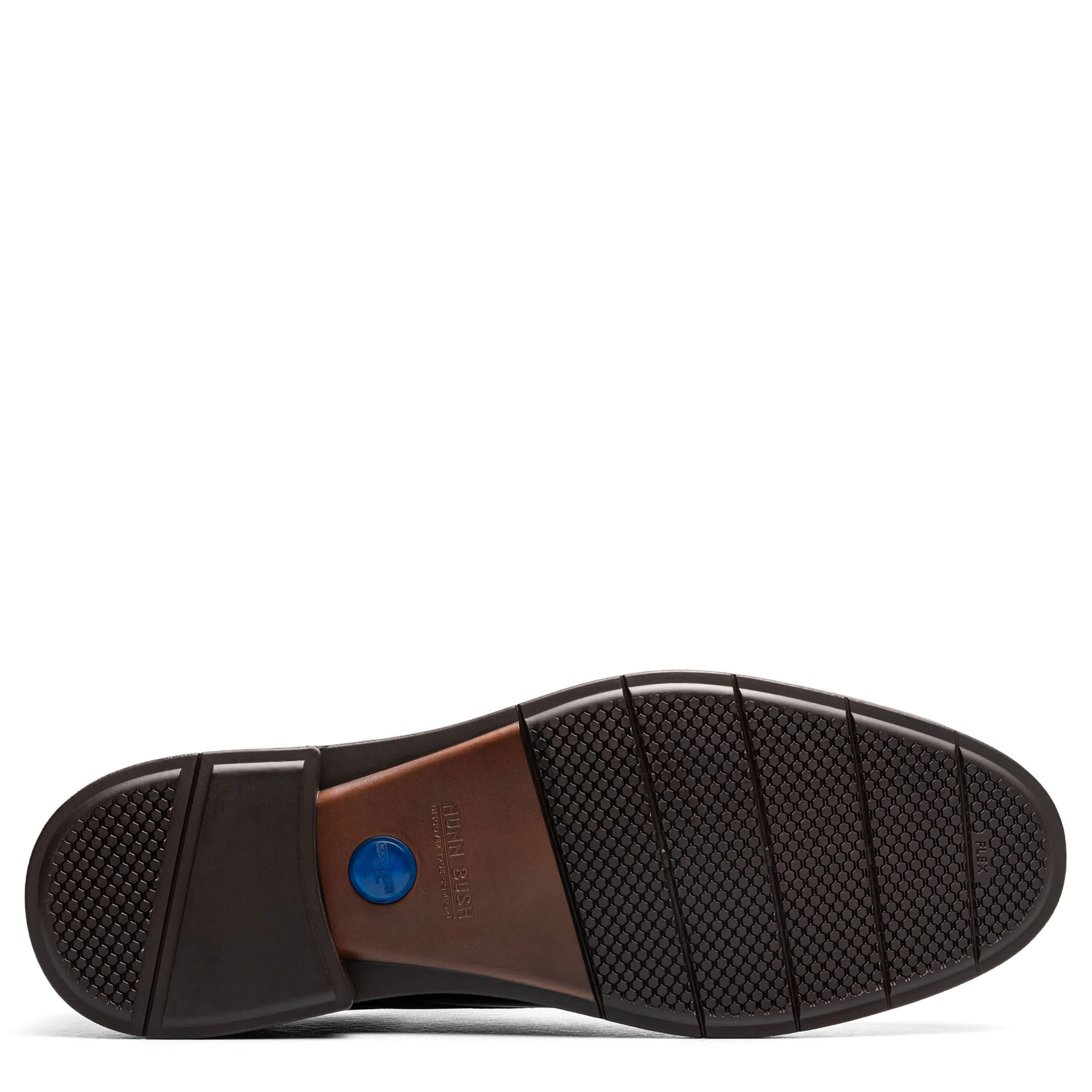 NUNN BUSH-MENS FITZ FLEX PLAIN TOE OXFORD-DARK BROWN & 