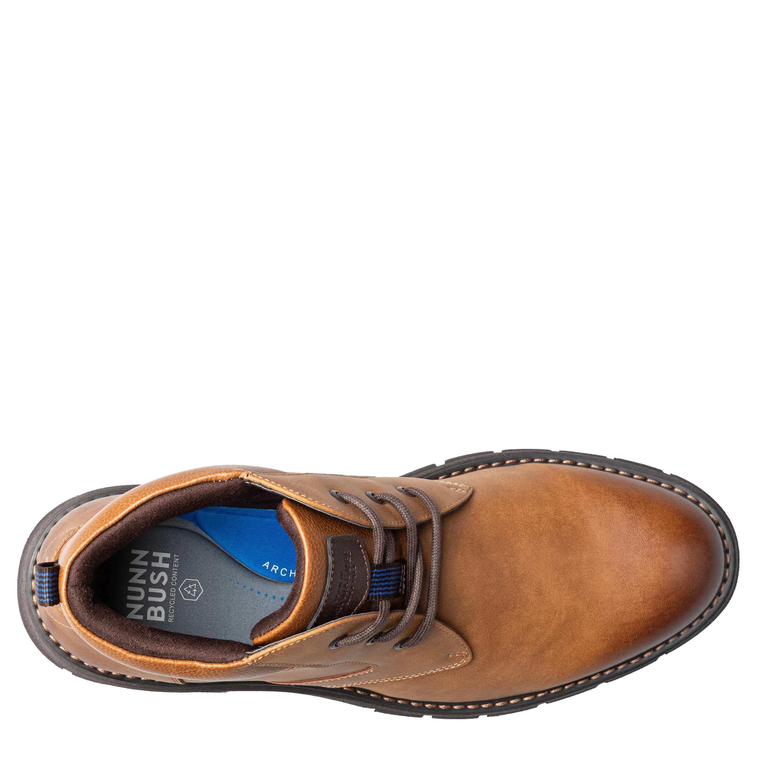 NUNN BUSH-MENS BRADY PLAIN TOE LACE-UP BOOT-TAN & 