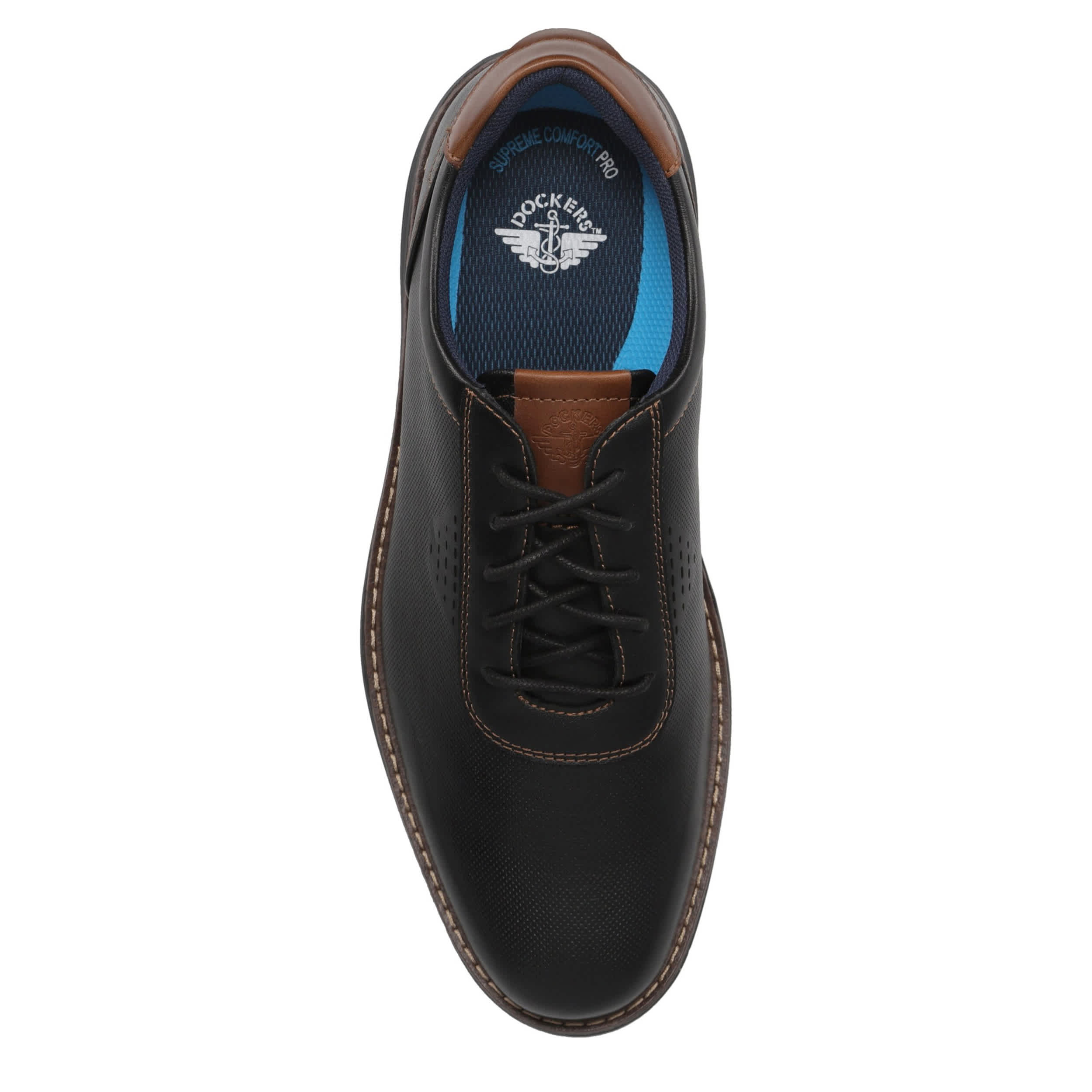 DOCKERS-MENS MARLON NUBUCK OXFORD-BLACK & DARK BROWN