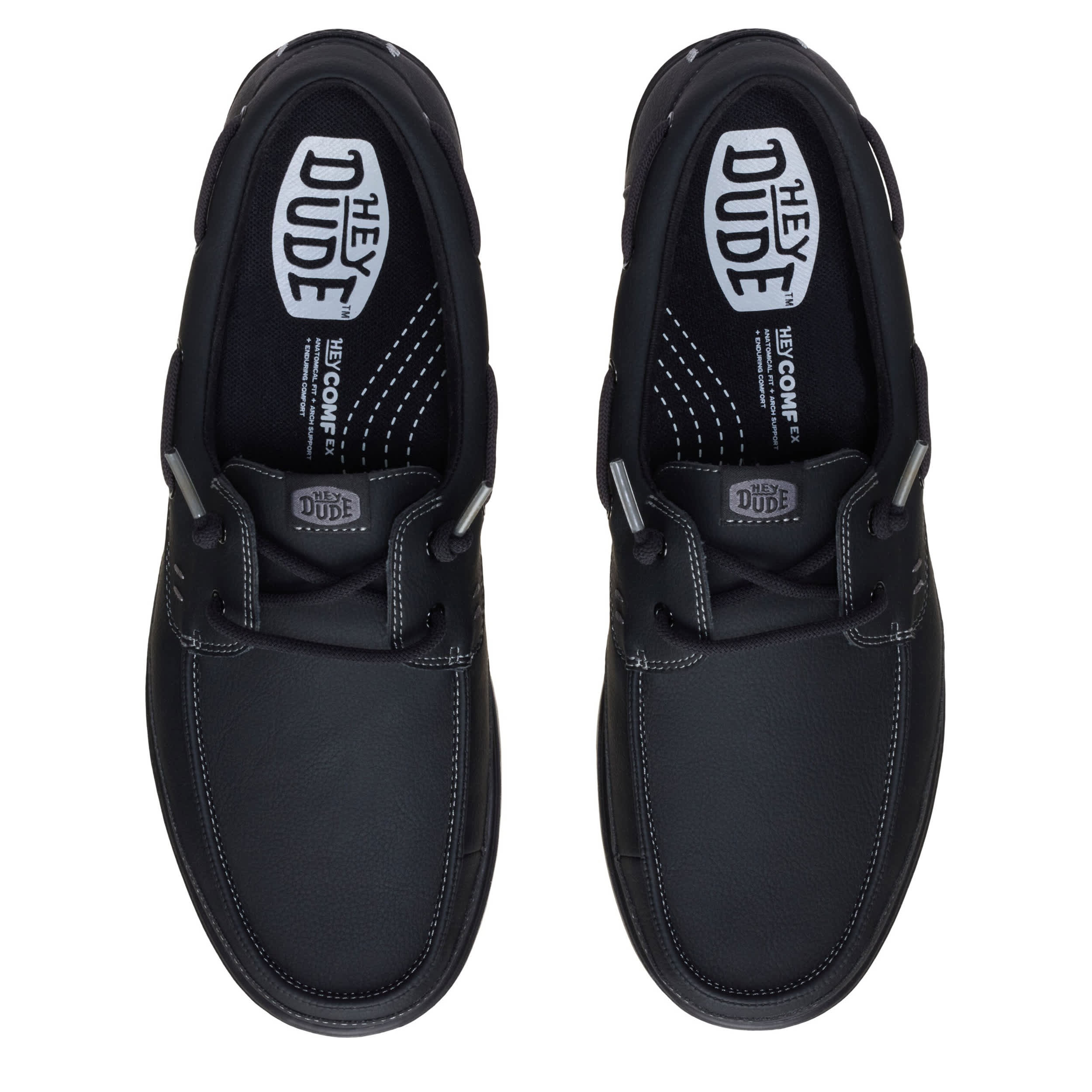 HEYDUDE-MENS HARBOR LO CLASSIC BOAT SHOE-BLACK & 