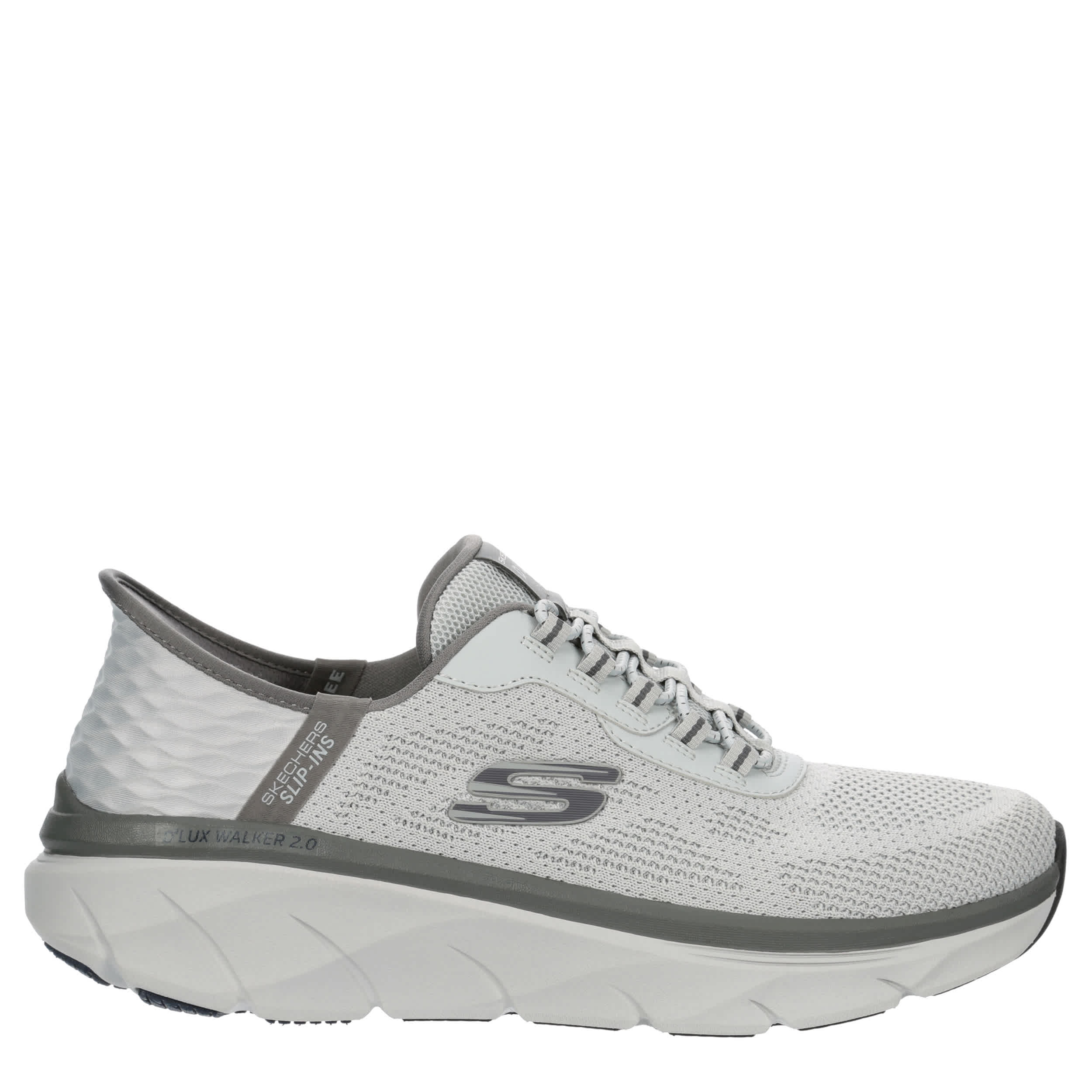 SKECHERS-MENS SLIP-INS D'LUX WALKER REZINATE SNEAKER-GREY & NAVY