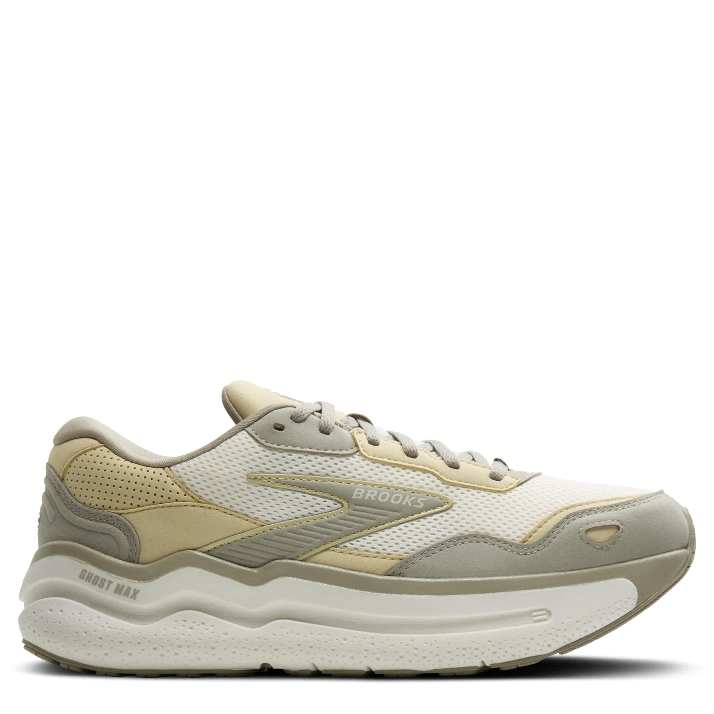 BROOKS-MENS GHOST MAX SE RUNNING SHOE-BEIGE & GREY
