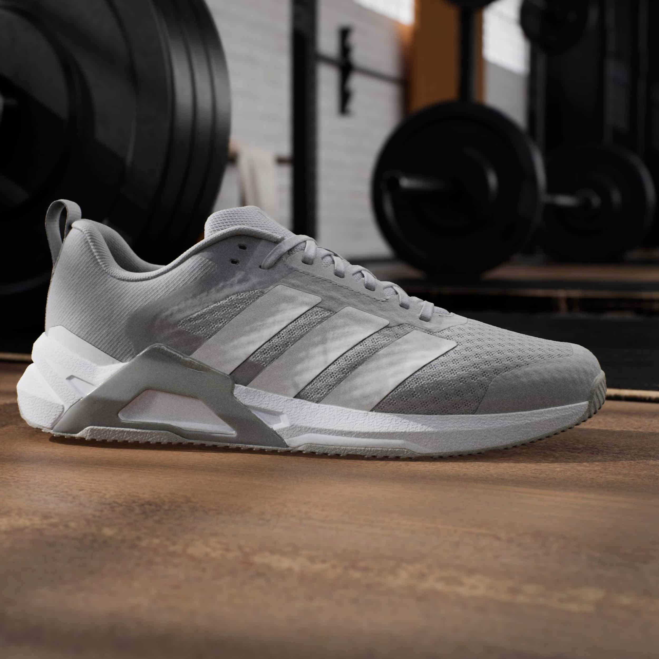 ADIDAS-MENS DROPSET CONTROL TRAINING SHOE-GREY & WHITE