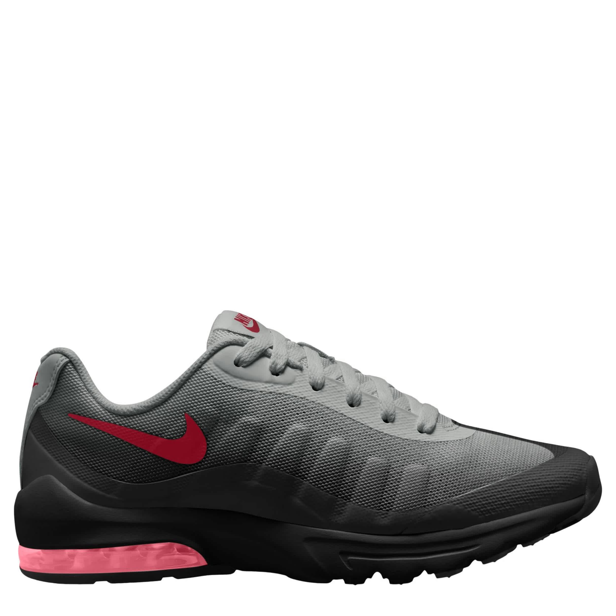 NIKE-MENS AIR MAX INVIGOR SNEAKER-GREY & DARK RED