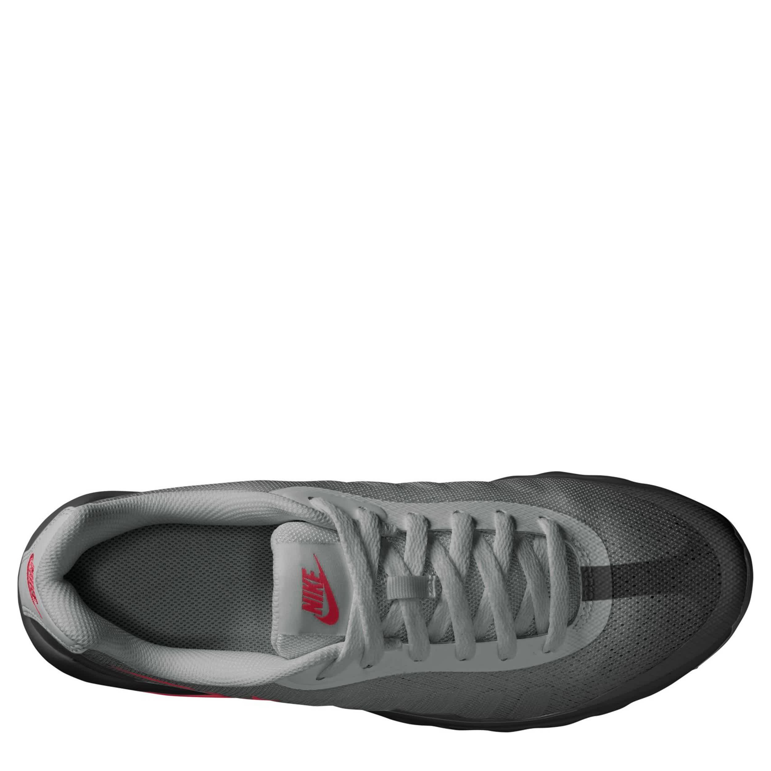 NIKE-MENS AIR MAX INVIGOR SNEAKER-GREY & DARK RED