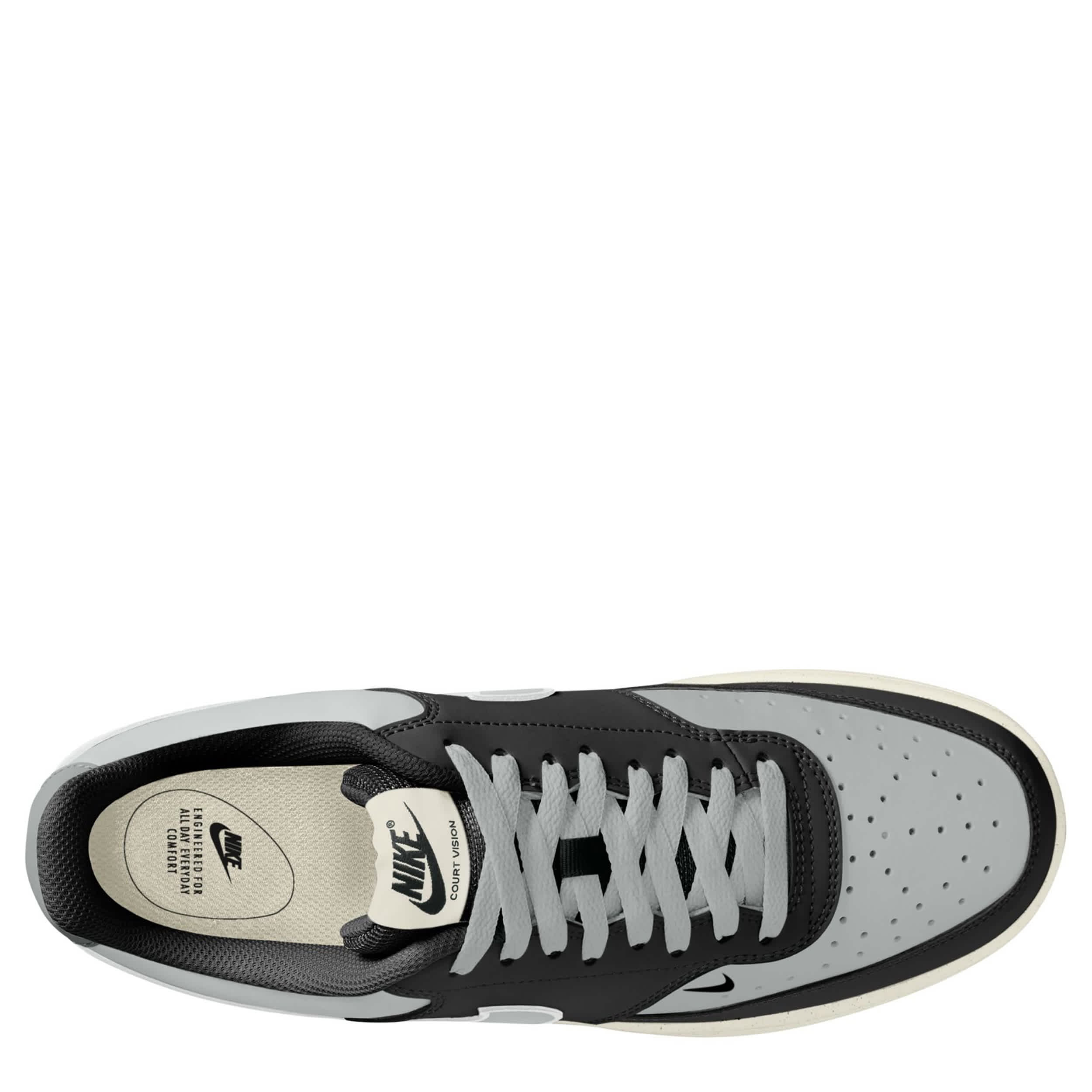 NIKE-MENS COURT VISION LOW SNEAKER-BLACK & GREY