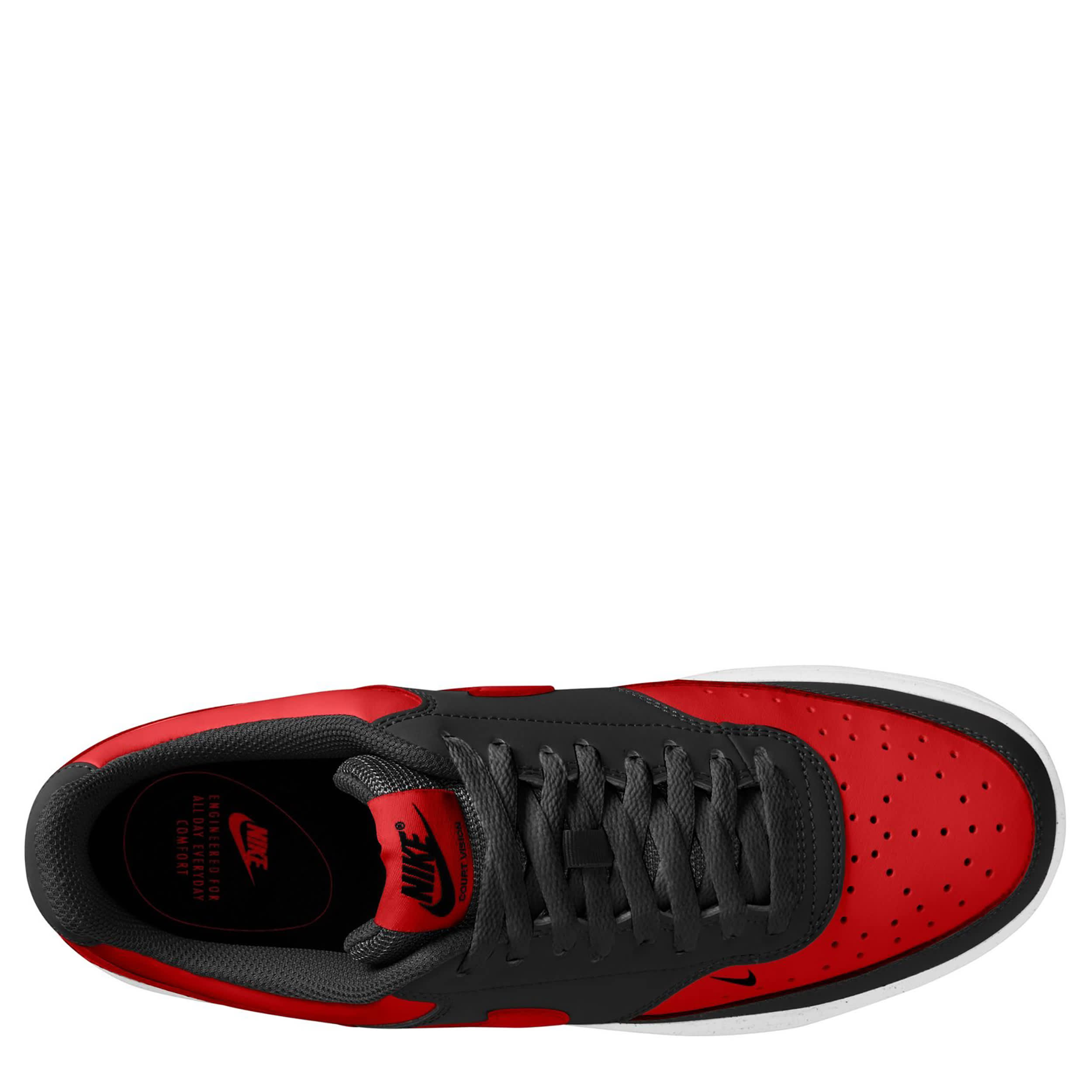 NIKE-MENS COURT VISION LOW SNEAKER-BLACK & RED