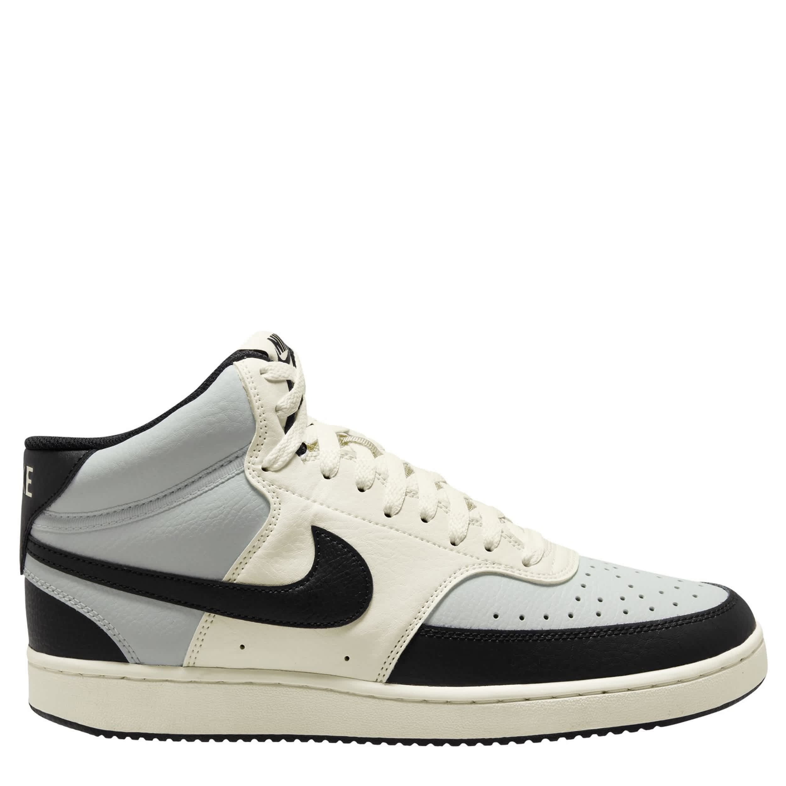 NIKE-MENS COURT VISION MID SNEAKER-OFF WHITE & BLACK