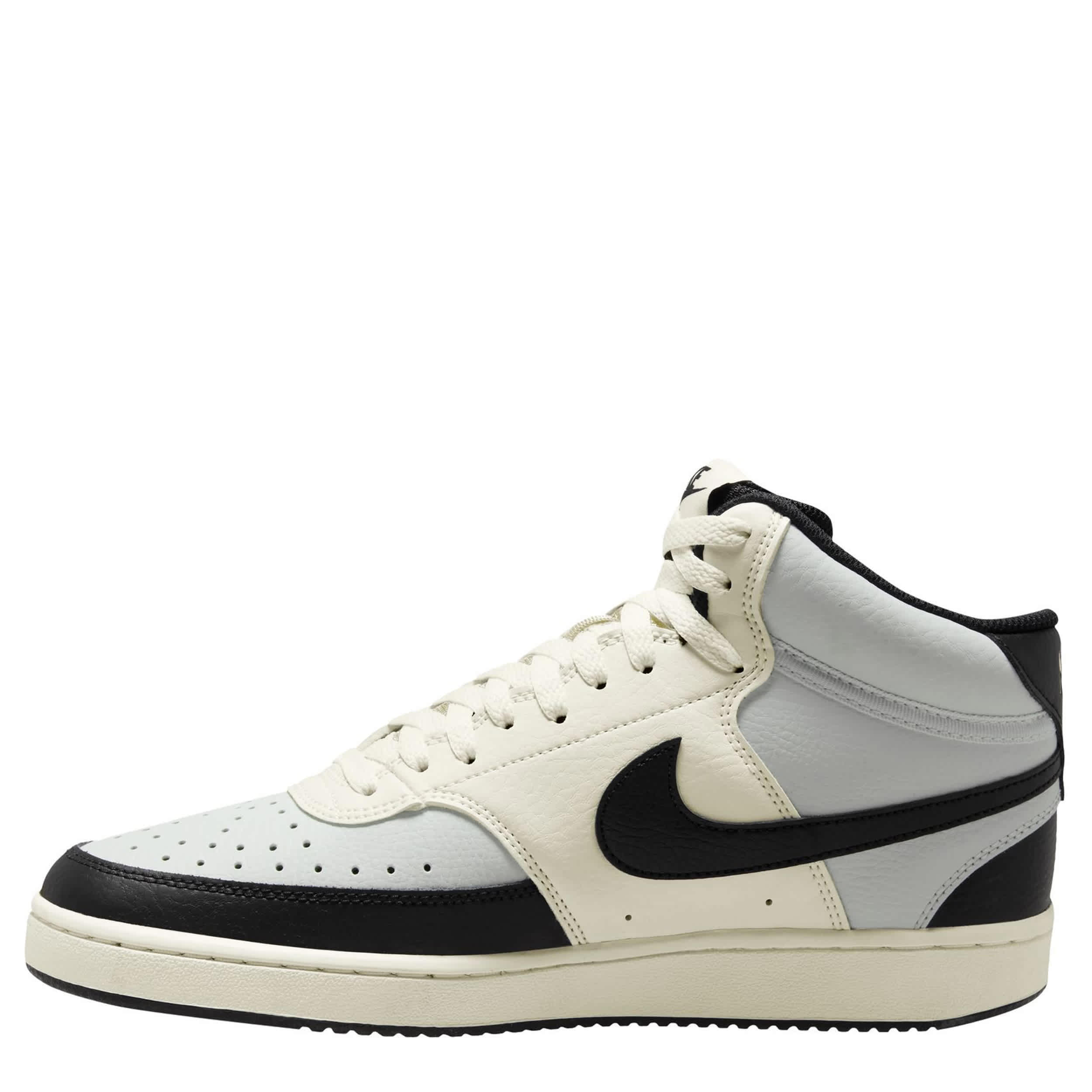 NIKE-MENS COURT VISION MID SNEAKER-OFF WHITE & BLACK