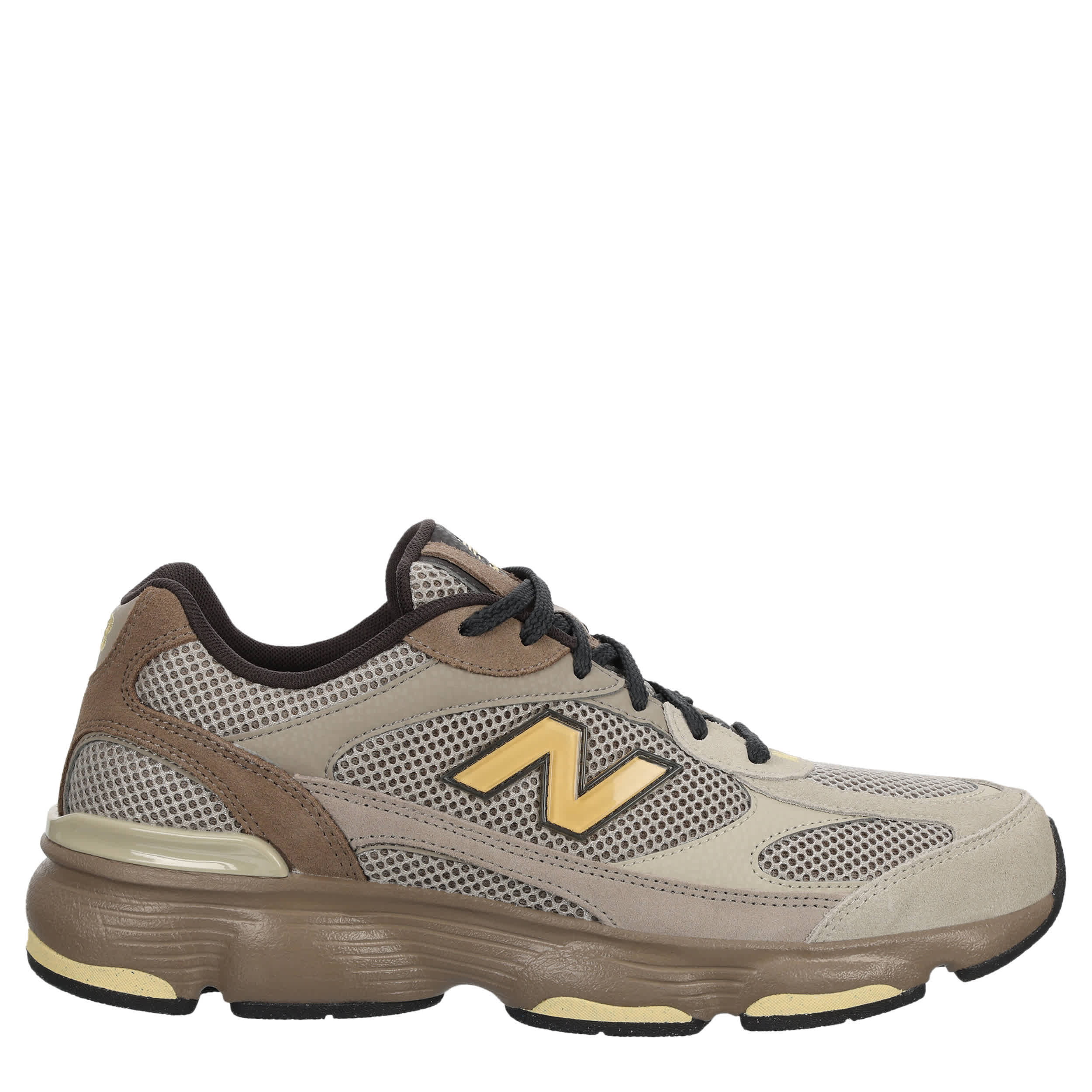 NEW BALANCE-MENS 603 SNEAKER-TAUPE & YELLOW