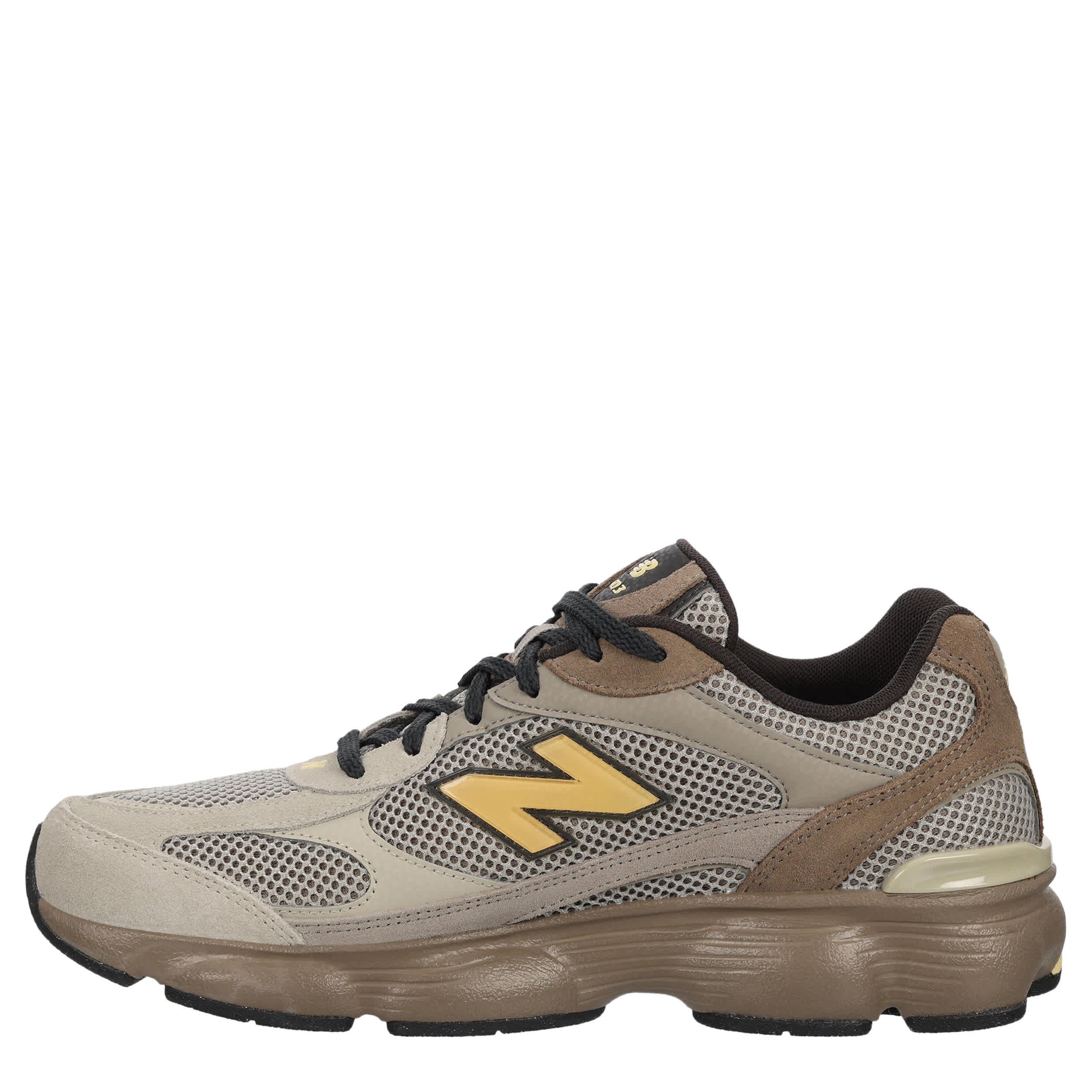 NEW BALANCE-MENS 603 SNEAKER-TAUPE & YELLOW