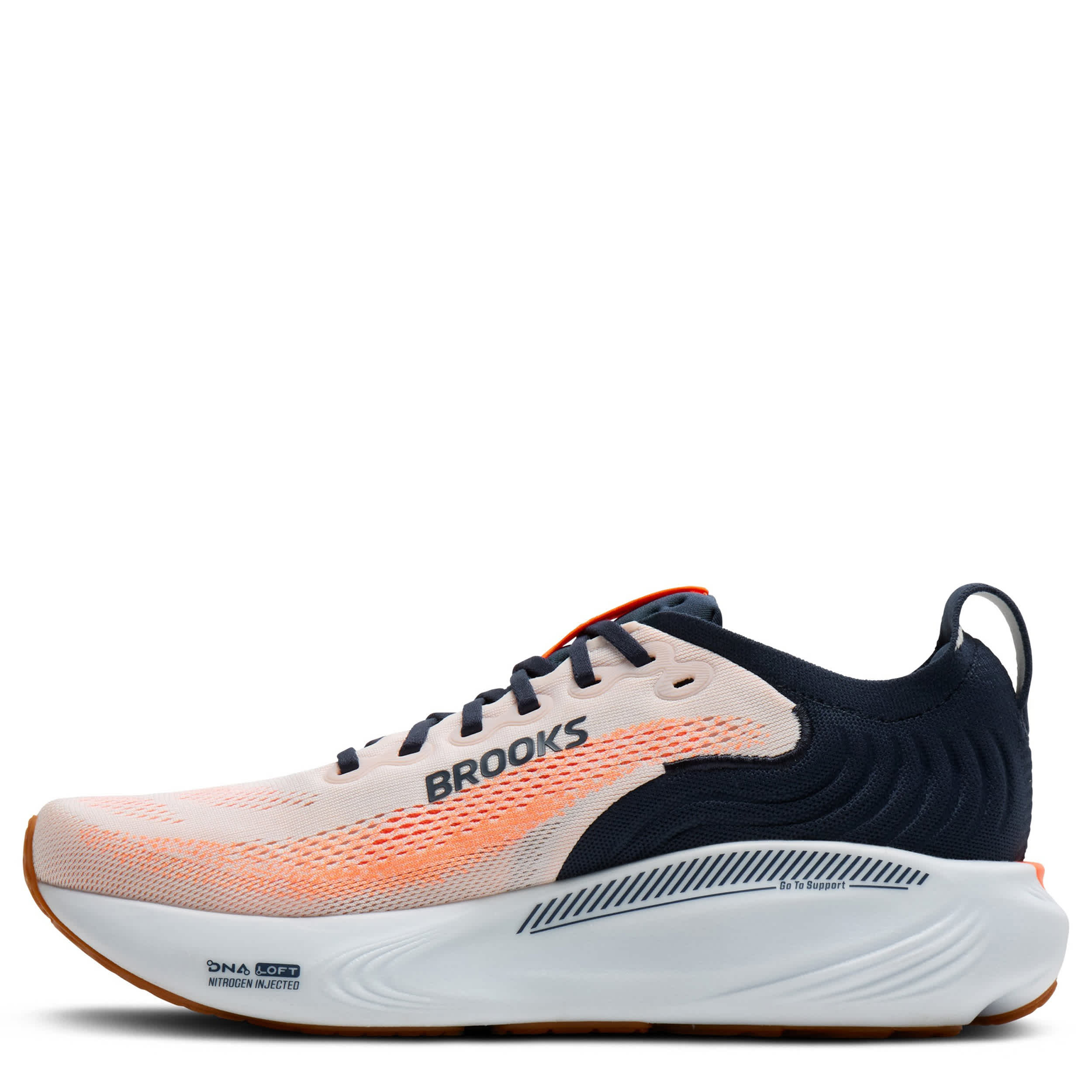 BROOKS-MENS ADRENALINE GTS 25 RUNNING SHOE-WHITE & ORANGE