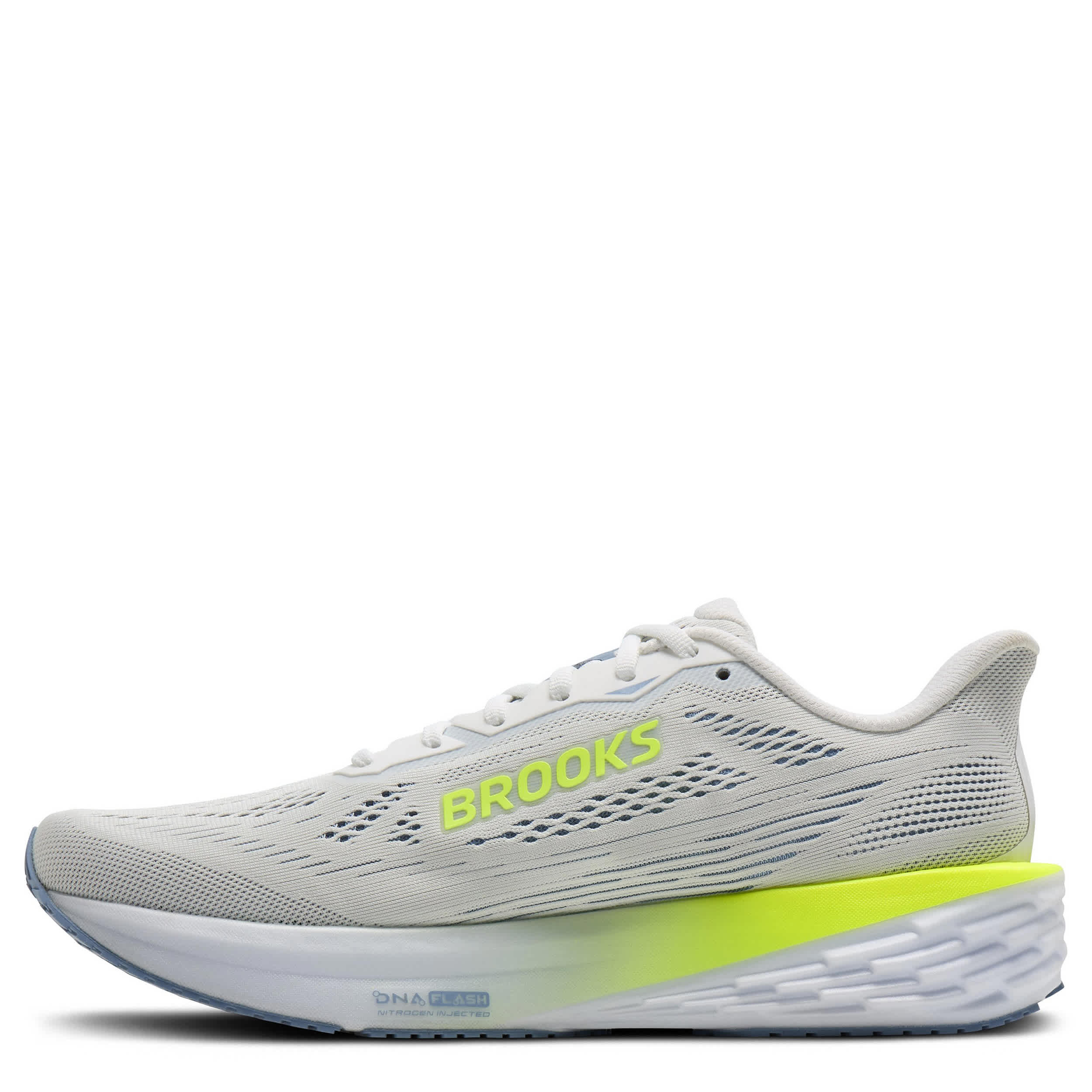 BROOKS-MENS LAUNCH 12 RUNNING SHOE-WHITE & NEON