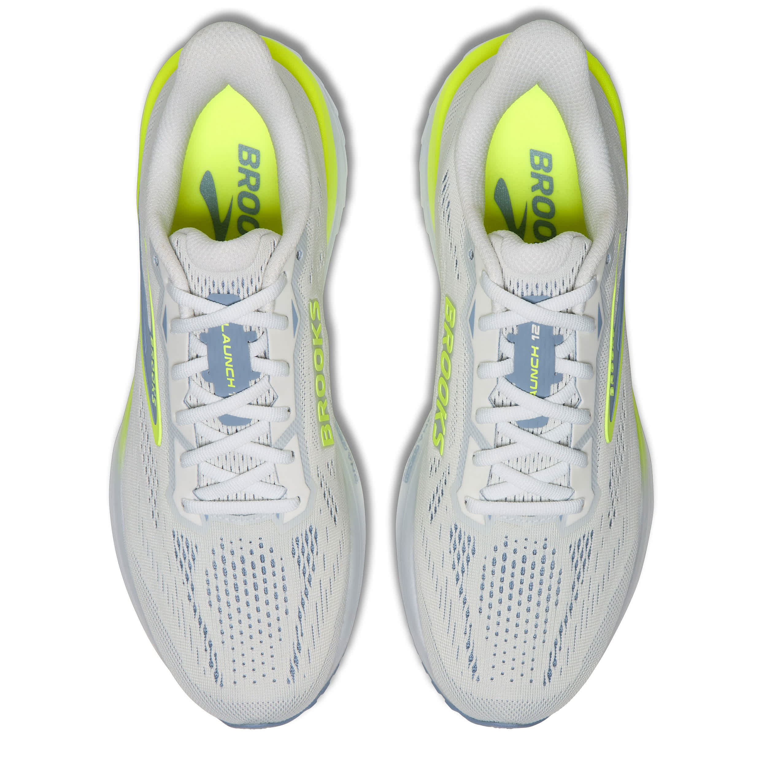 BROOKS-MENS LAUNCH 12 RUNNING SHOE-WHITE & NEON