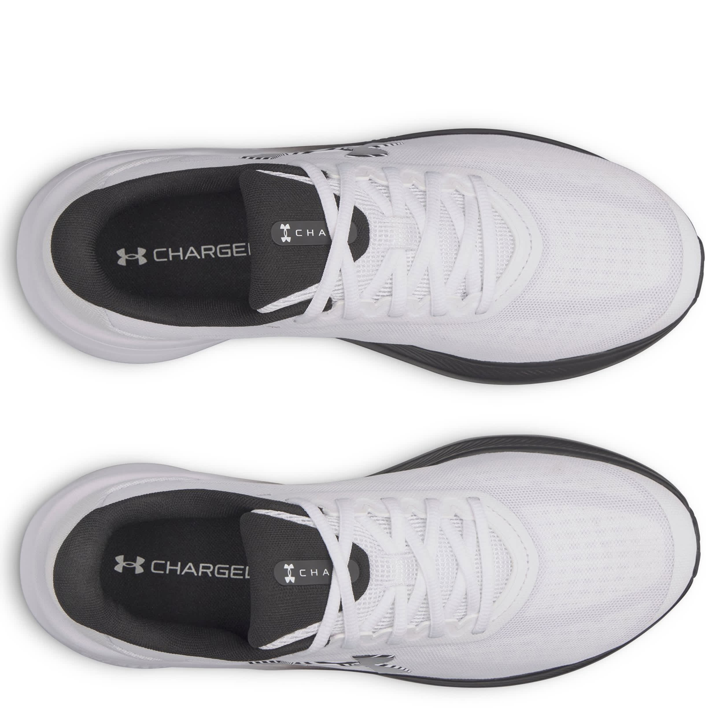 UNDER ARMOUR-MENS CHARGED+ CHASE RUNNING SHOE-WHITE & BLACK