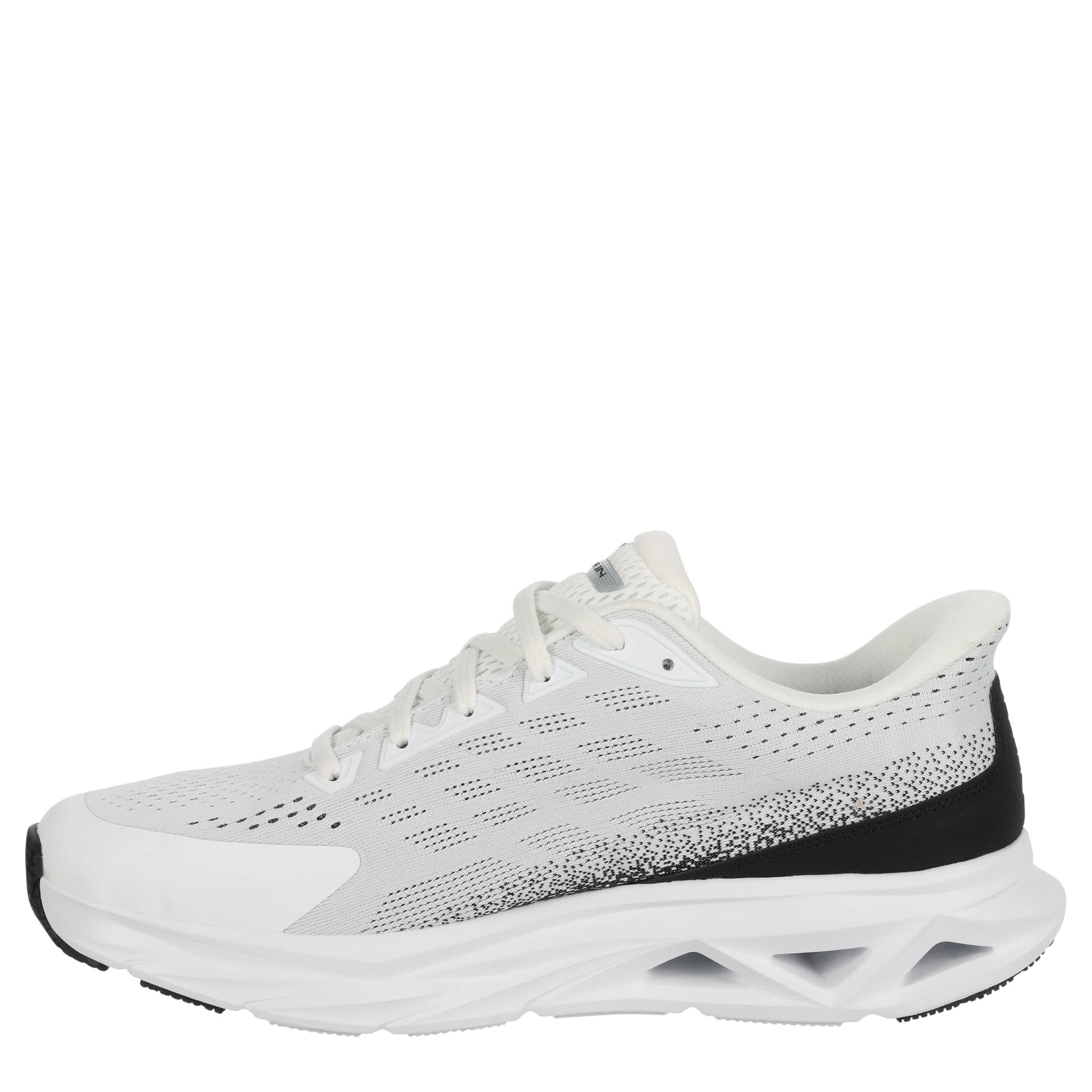 SKECHERS-MENS SLIP-IN GLIDE STEP VORTEX SHOE-WHITE & BLACK