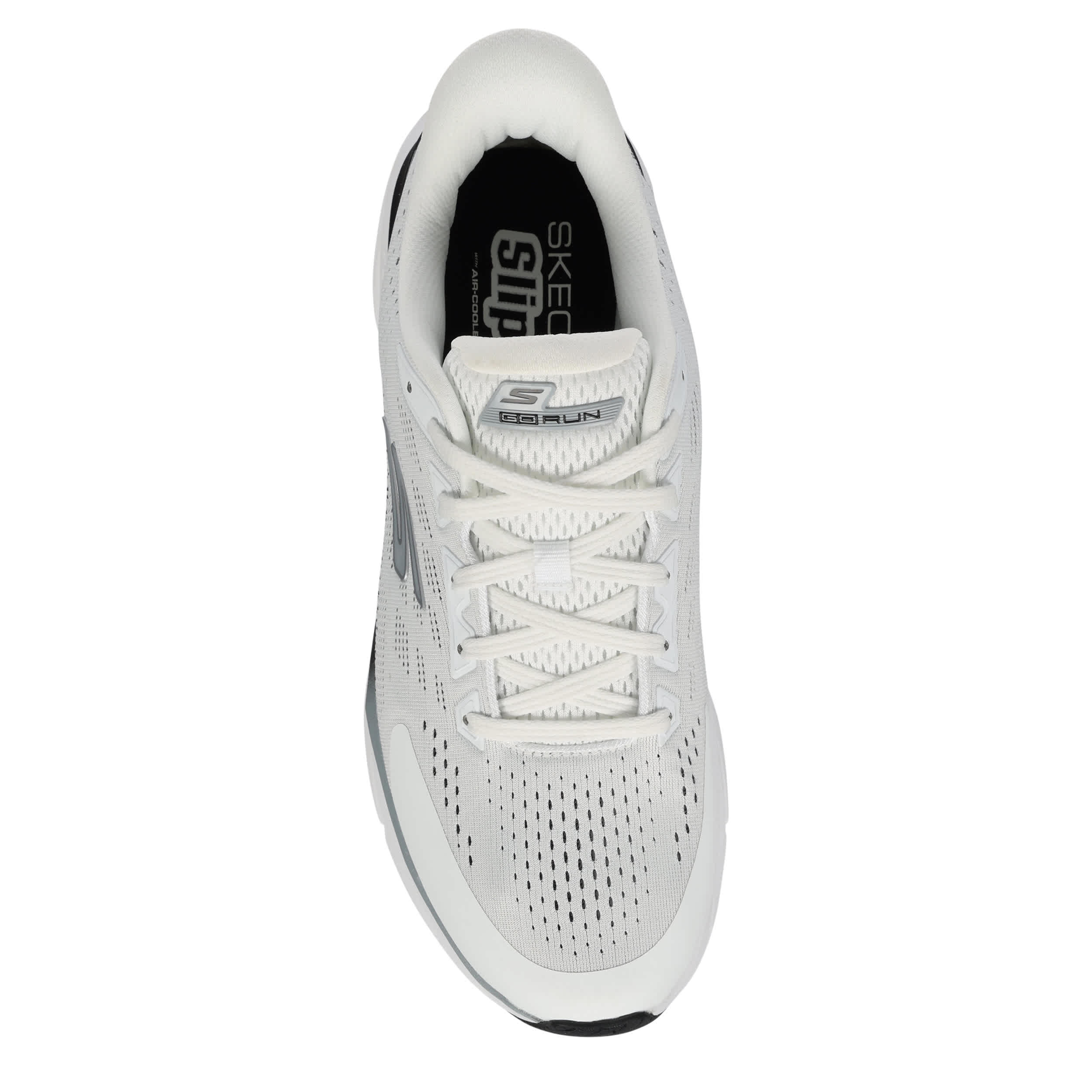 SKECHERS-MENS SLIP-IN GLIDE STEP VORTEX SHOE-WHITE & BLACK