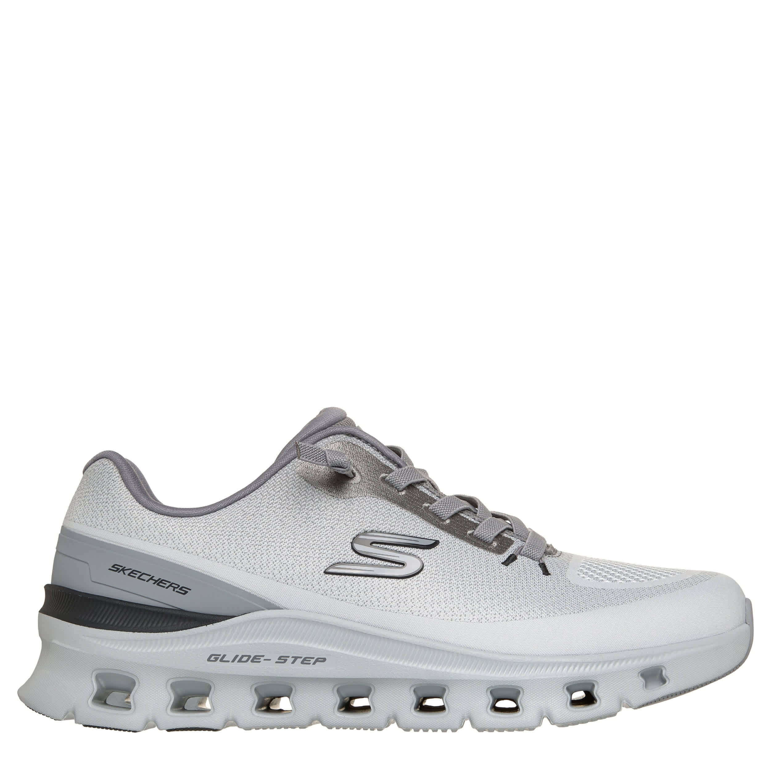 SKECHERS-MENS GLIDE STEP PRO- WAVERRA RUNNING SHOE-GREY & WHITE