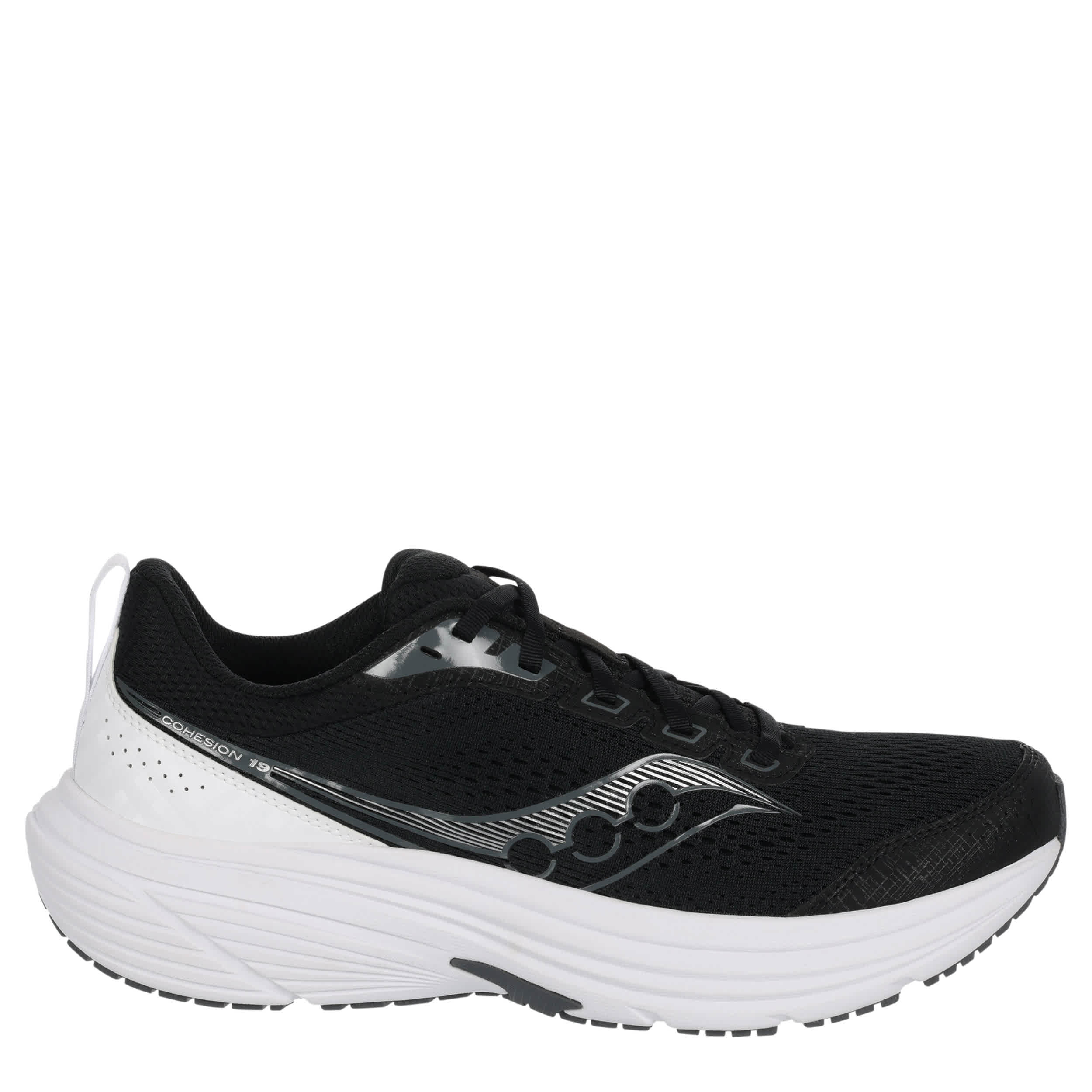 SAUCONY-MENS COHESION 19 RUNNING SHOE-BLACK & WHITE