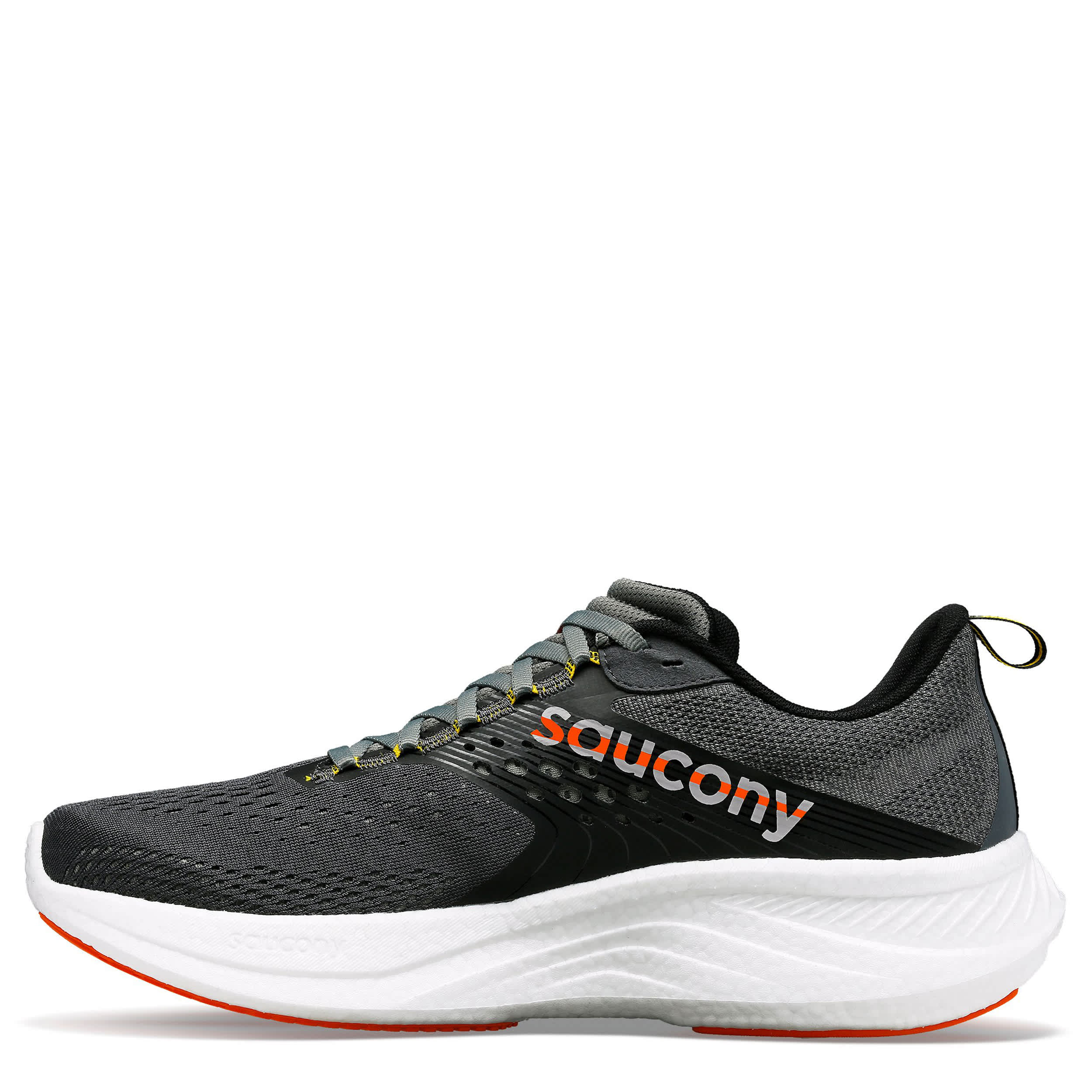 SAUCONY-MENS RIDE 17 RUNNING SHOES-BLACK & ORANGE