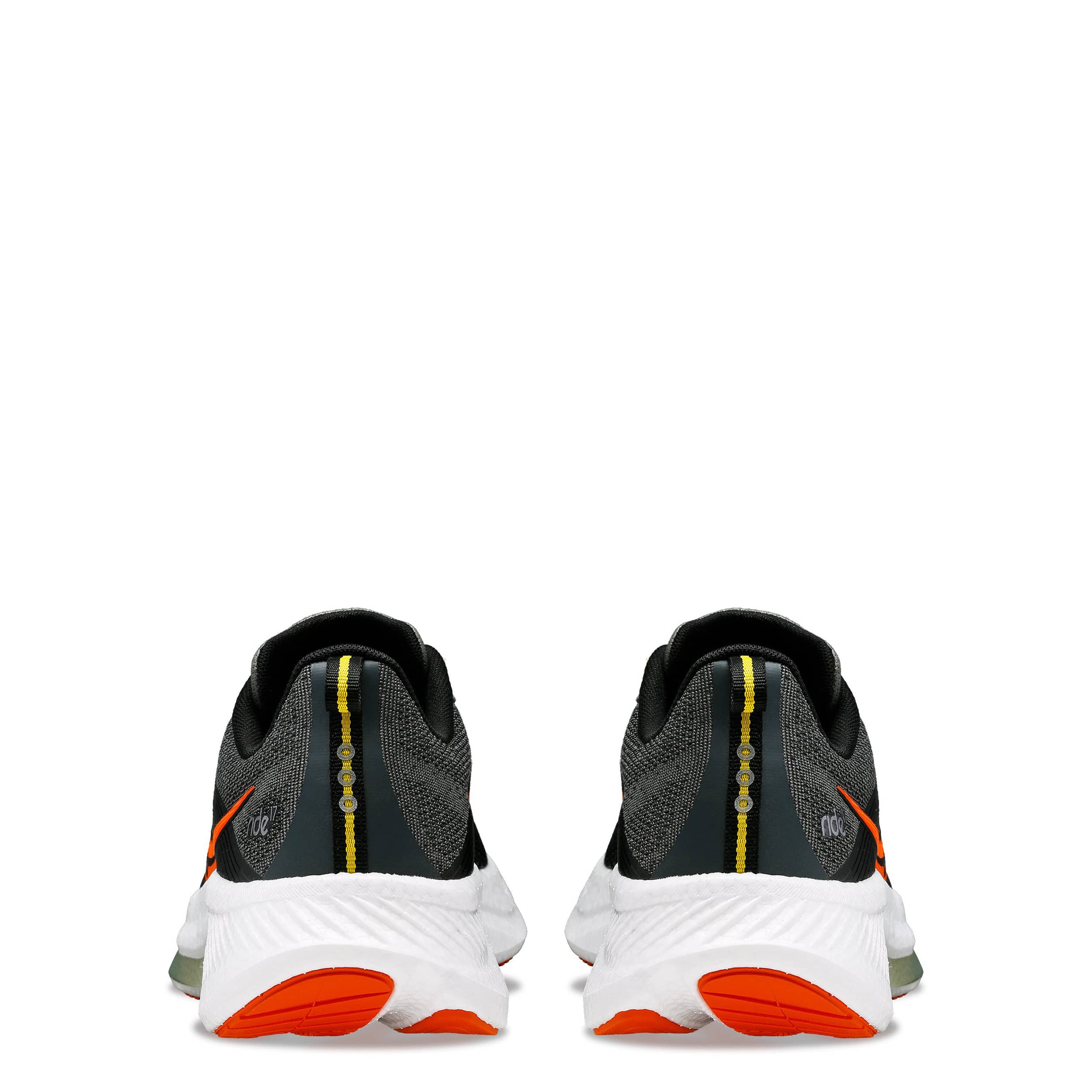 SAUCONY-MENS RIDE 17 RUNNING SHOES-BLACK & ORANGE
