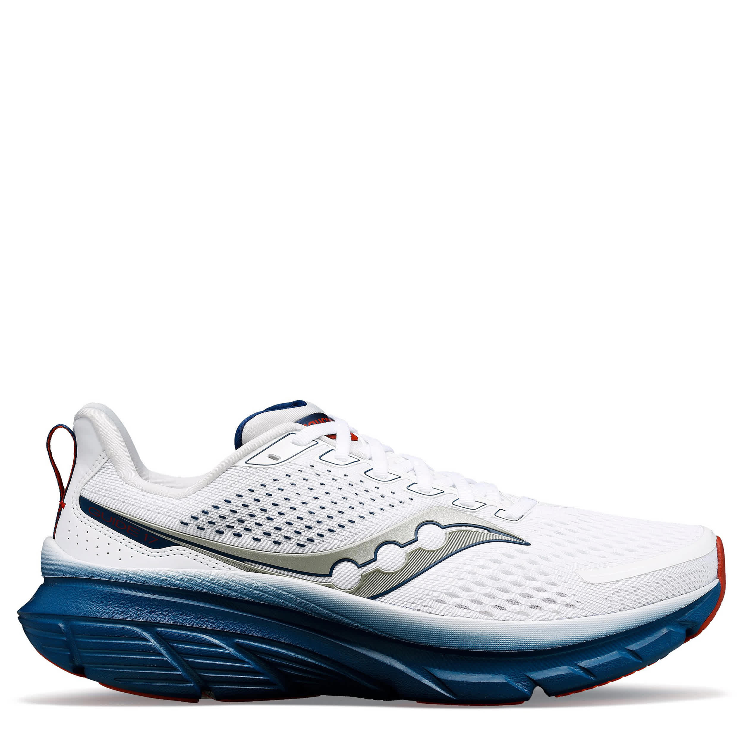 SAUCONY-MENS GUIDE 17 RUNNING SHOE-WHITE & BLUE