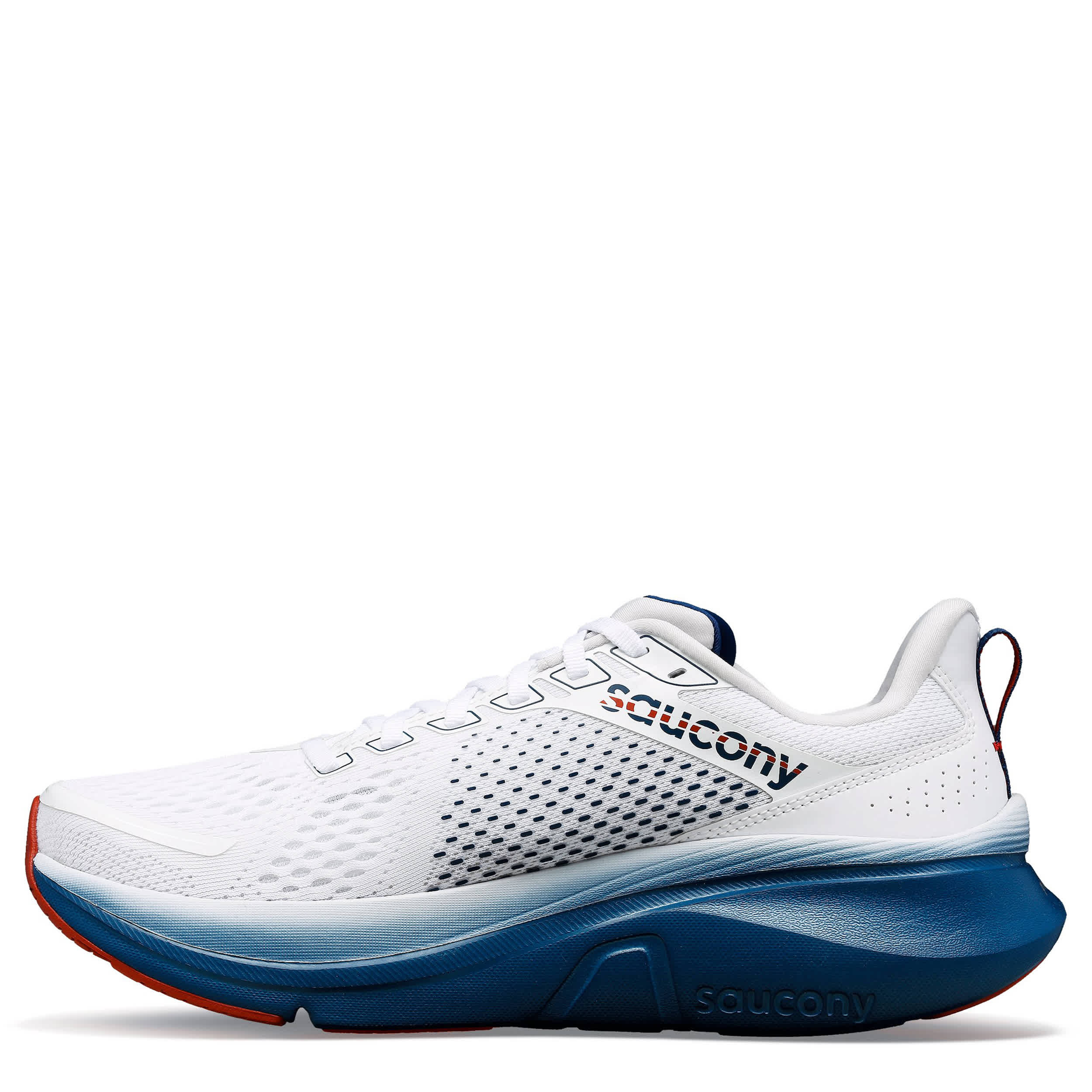 SAUCONY-MENS GUIDE 17 RUNNING SHOE-WHITE & BLUE