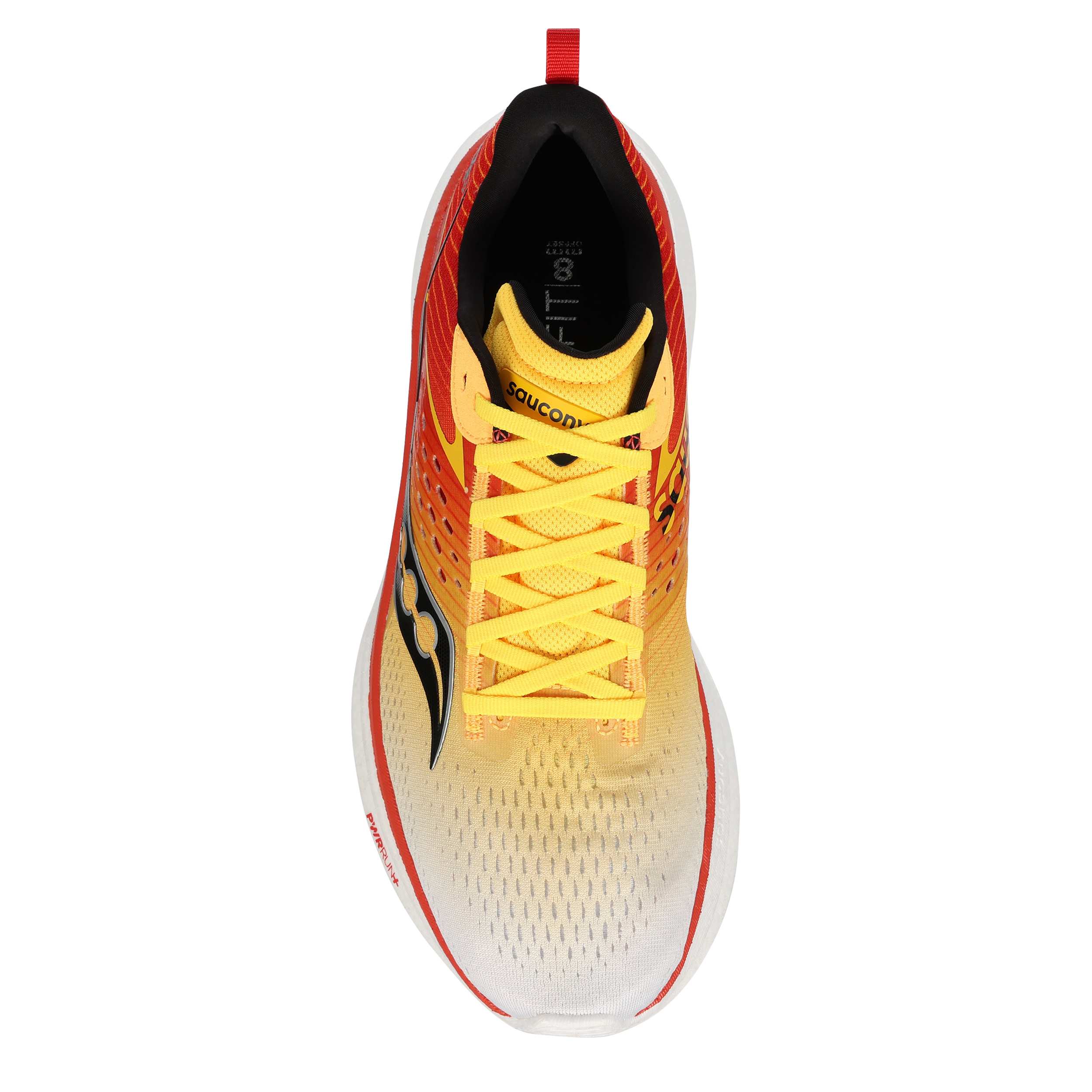 SAUCONY-MENS RIDE 17 RUNNING SHOES-RED & YELLOW