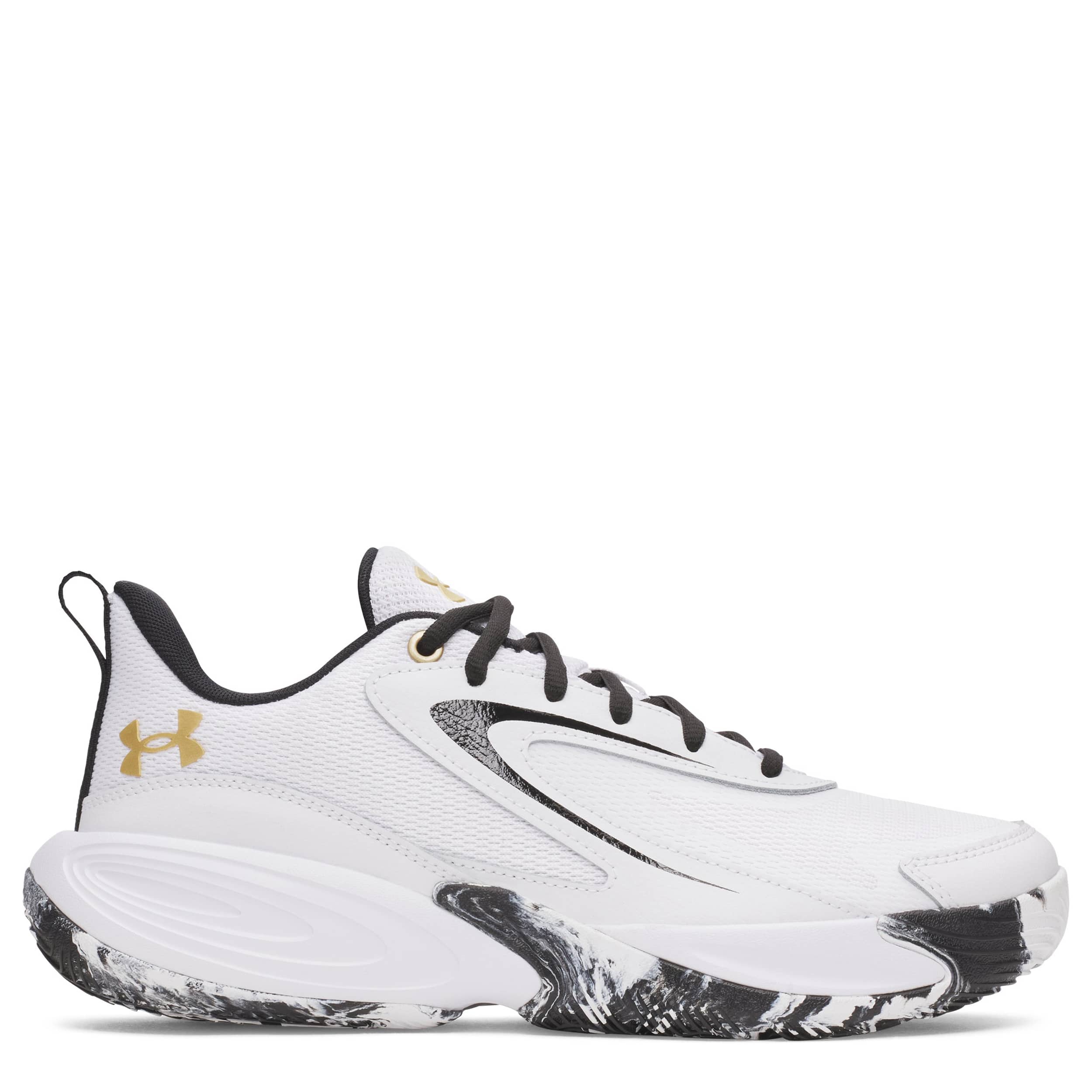 UNDER ARMOUR-MENS LOCKDOWN 8 BASKETBALL SHOE-WHITE & BLACK