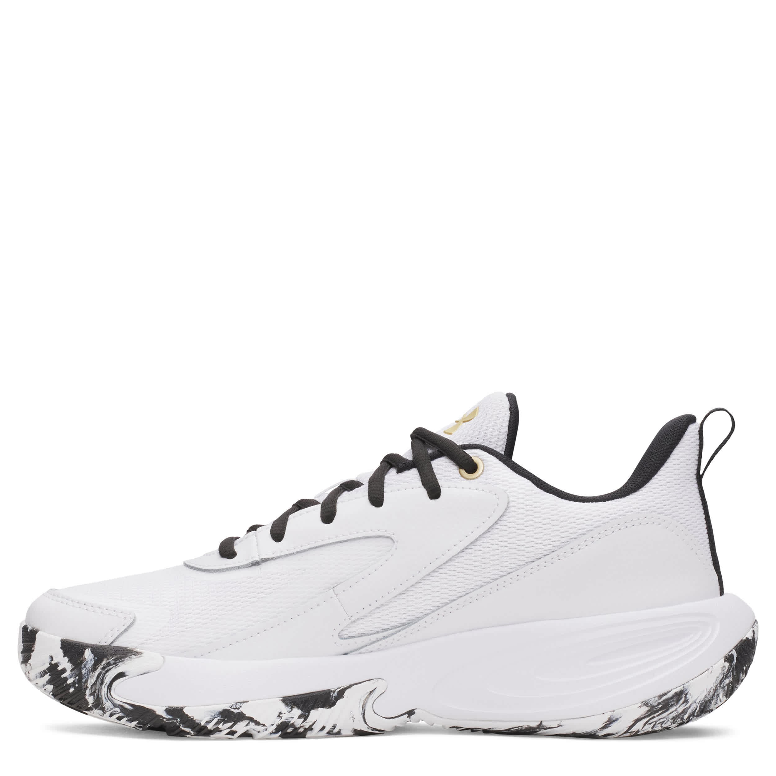 UNDER ARMOUR-MENS LOCKDOWN 8 BASKETBALL SHOE-WHITE & BLACK