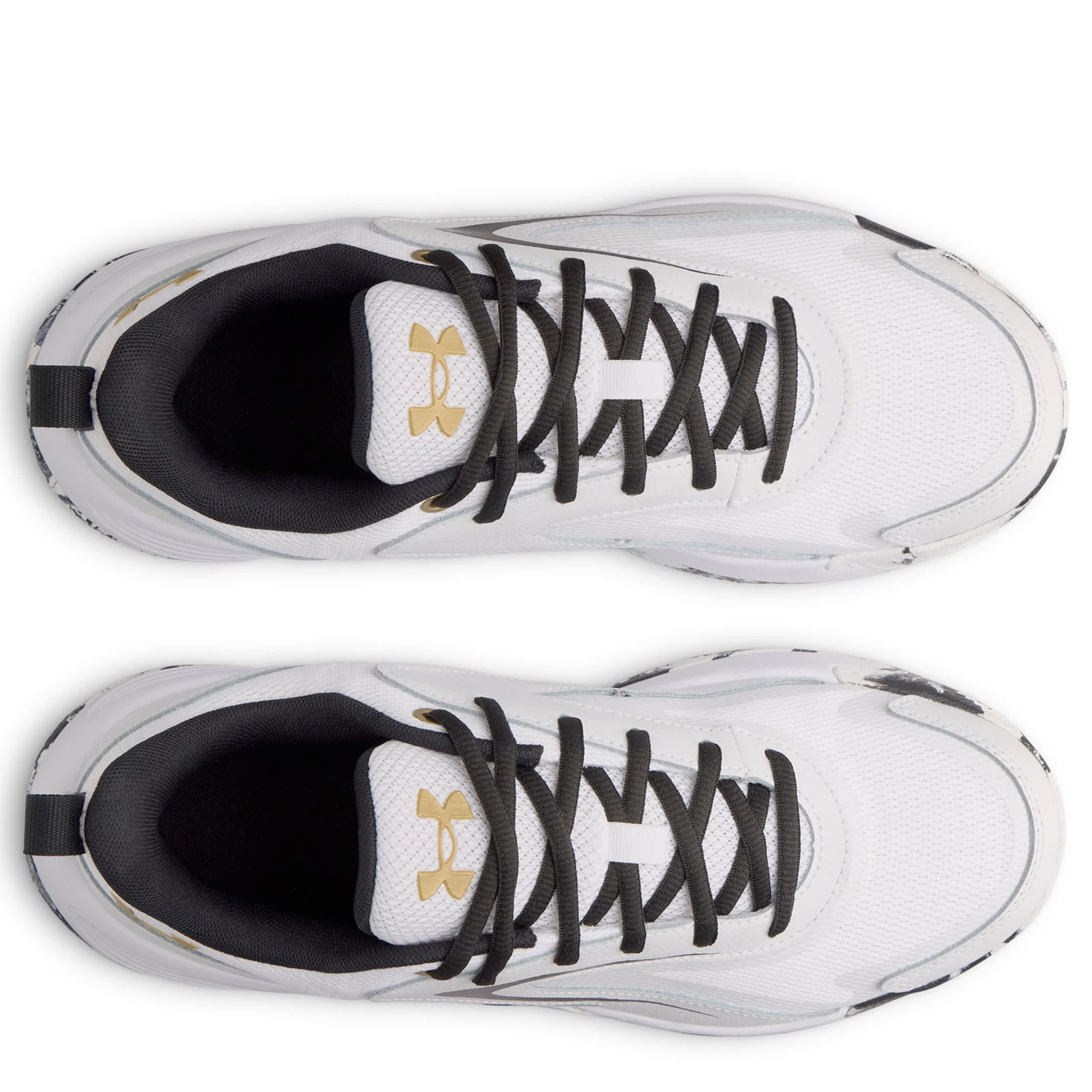 UNDER ARMOUR-MENS LOCKDOWN 8 BASKETBALL SHOE-WHITE & BLACK